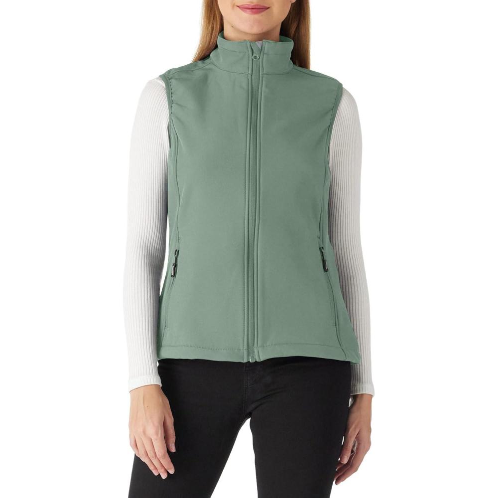 Outdoor Ventures Women’s Lightweight Softshell Vest Windproof Fleece Lined Zip Up Sleeveless Jacket for Running Hiking Golf(Green)