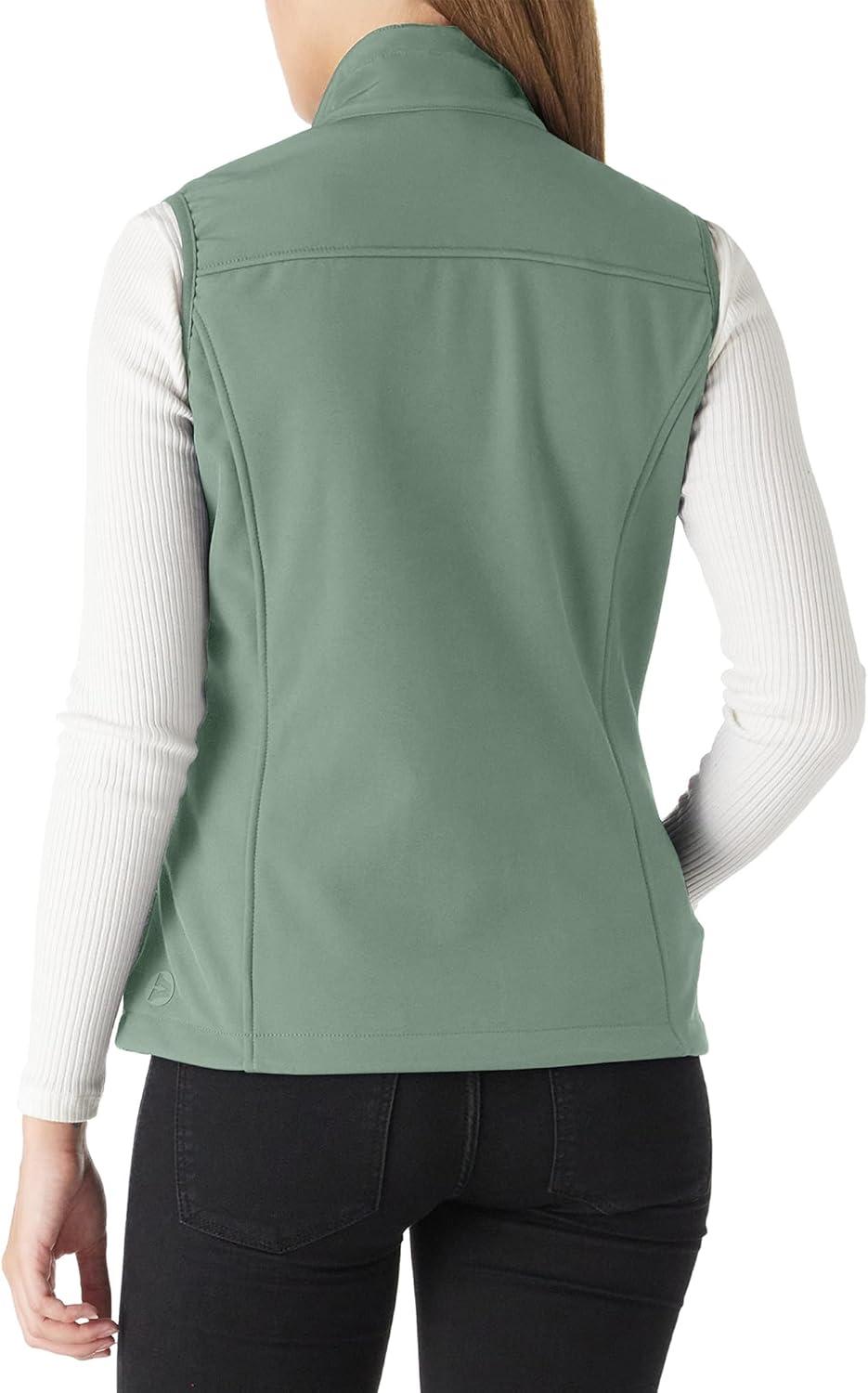 Outdoor Ventures Women’s Lightweight Softshell Vest Windproof Fleece Lined Zip Up Sleeveless Jacket for Running Hiking Golf(Green)