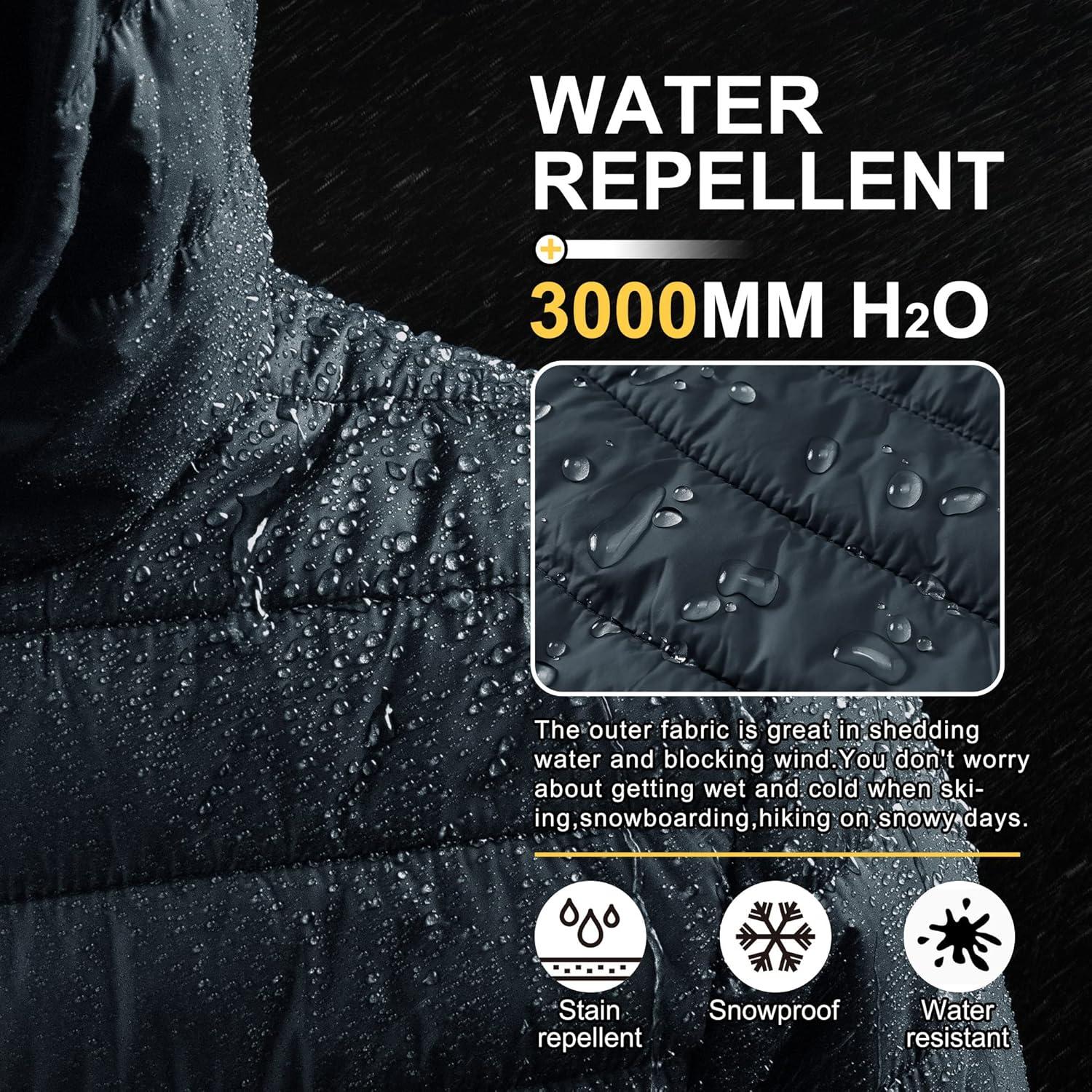 Outdoor Ventures Men’s Lightweight Packable Hooded Puffer Jacket Insulated Winter Coat for Snow Ski Traveling(Dark Grey(fold in Bag))