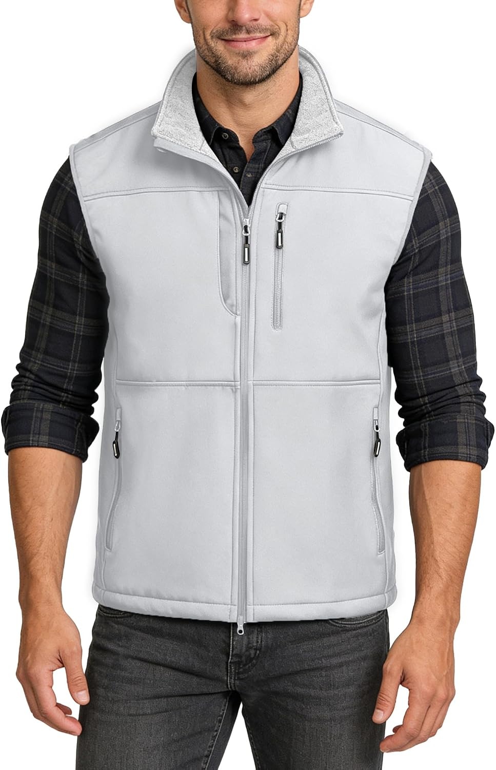 Outdoor Ventures Men’s Winter Golf Vest Outerwear Lightweight Fleece Lined(Silver Grey)