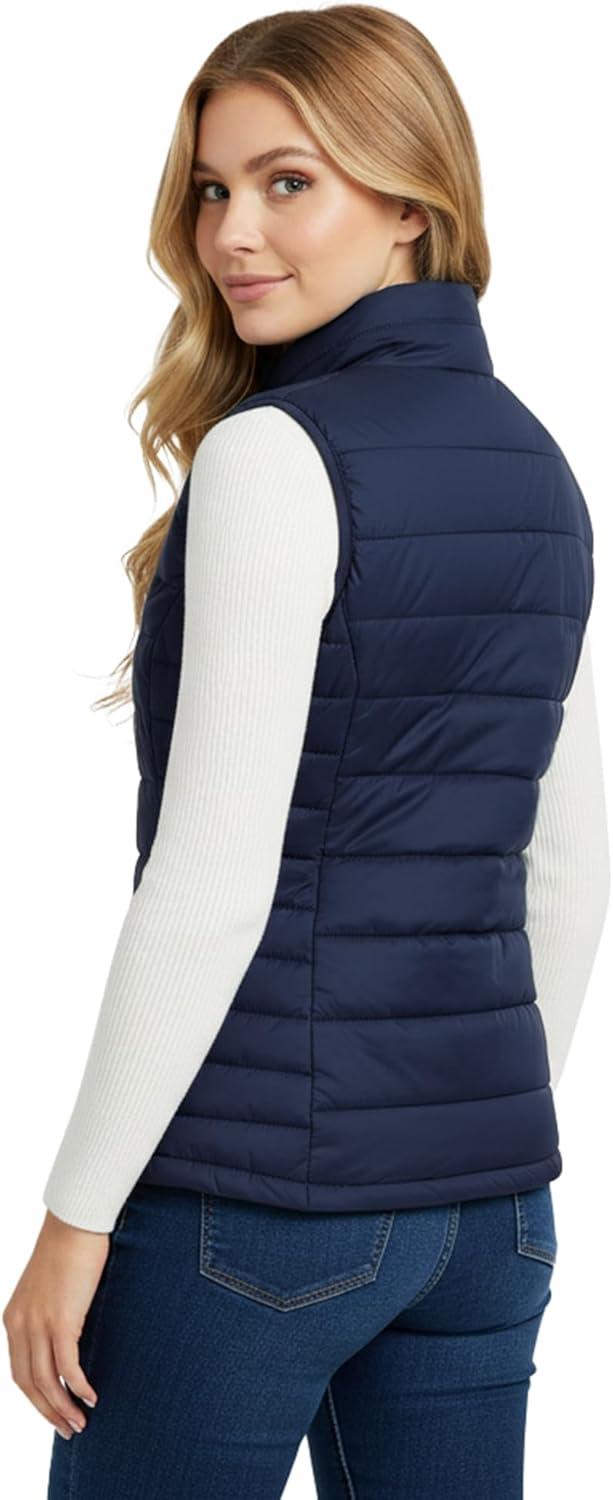Outdoor Ventures Women’s Lightweight Puffer Vest Outerwear Zip Up Warm Sleeveless Winter Jacket Padded Gilet Quilted Coat(Blue)