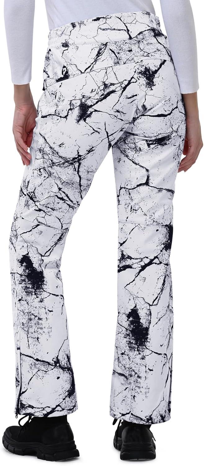 Outdoor Ventures Ski Pants Women Waterproof Insulated Snow Soft Shell Fleece Lined Snowboard Windproof with Boot Gaiters(Fissure Grey- New Versione)