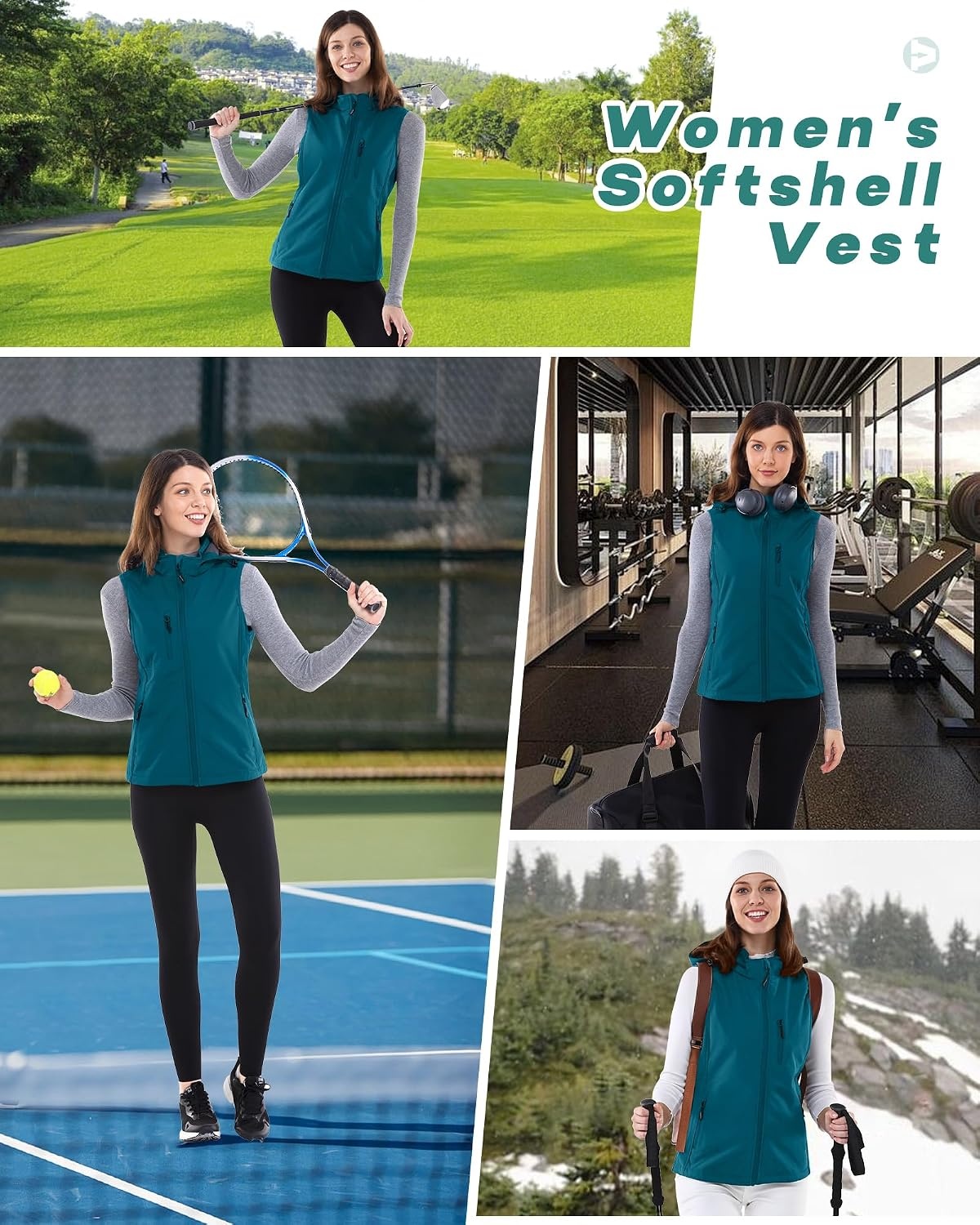 Outdoor Ventures Women’s Hooded Lightweight Golf Running Vest Outerwear(Modern Blue)