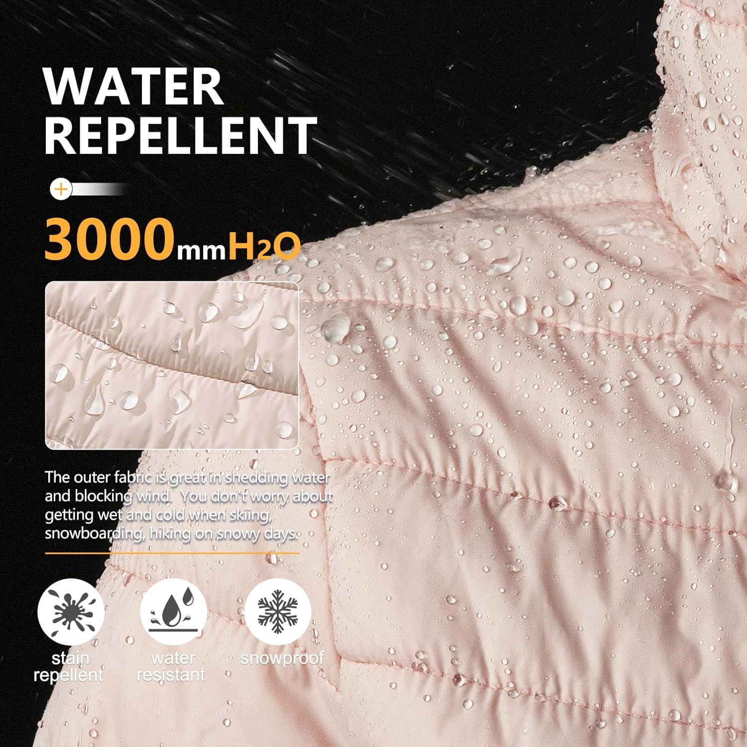 Outdoor Ventures Women’s Packable Full-Zip Short Puffer Jacket Insulated Quilted Warm Lightweight Winter Coat(Pink(fold in Pocket))