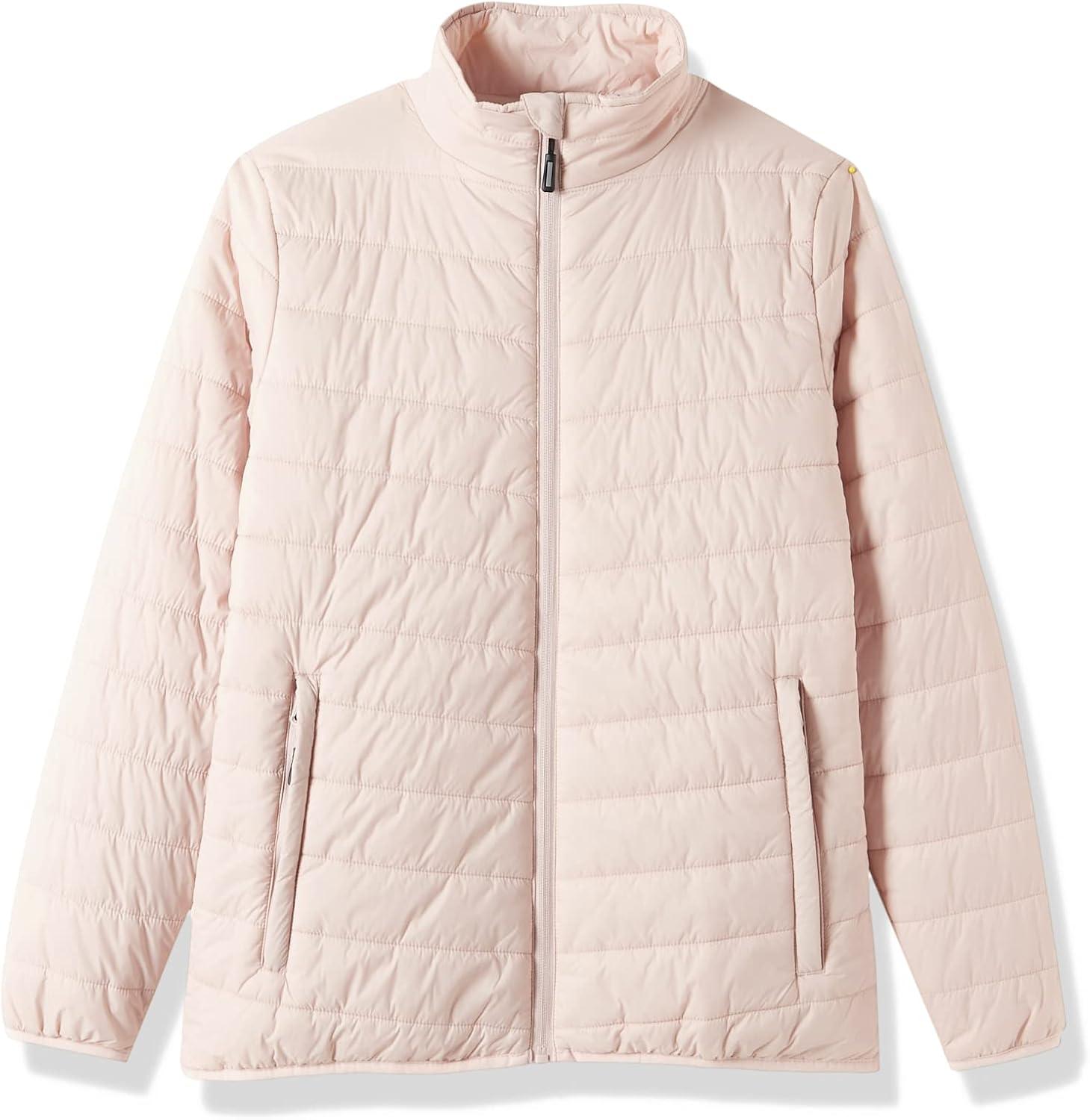 Outdoor Ventures Women’s Packable Full-Zip Short Puffer Jacket Insulated Quilted Warm Lightweight Winter Coat(Pink(fold in Pocket))