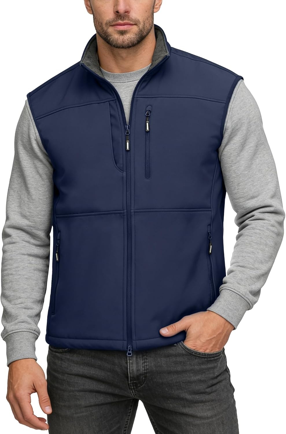 Outdoor Ventures Men’s Winter Golf Vest Outerwear Lightweight Fleece Lined(Dark Denim)