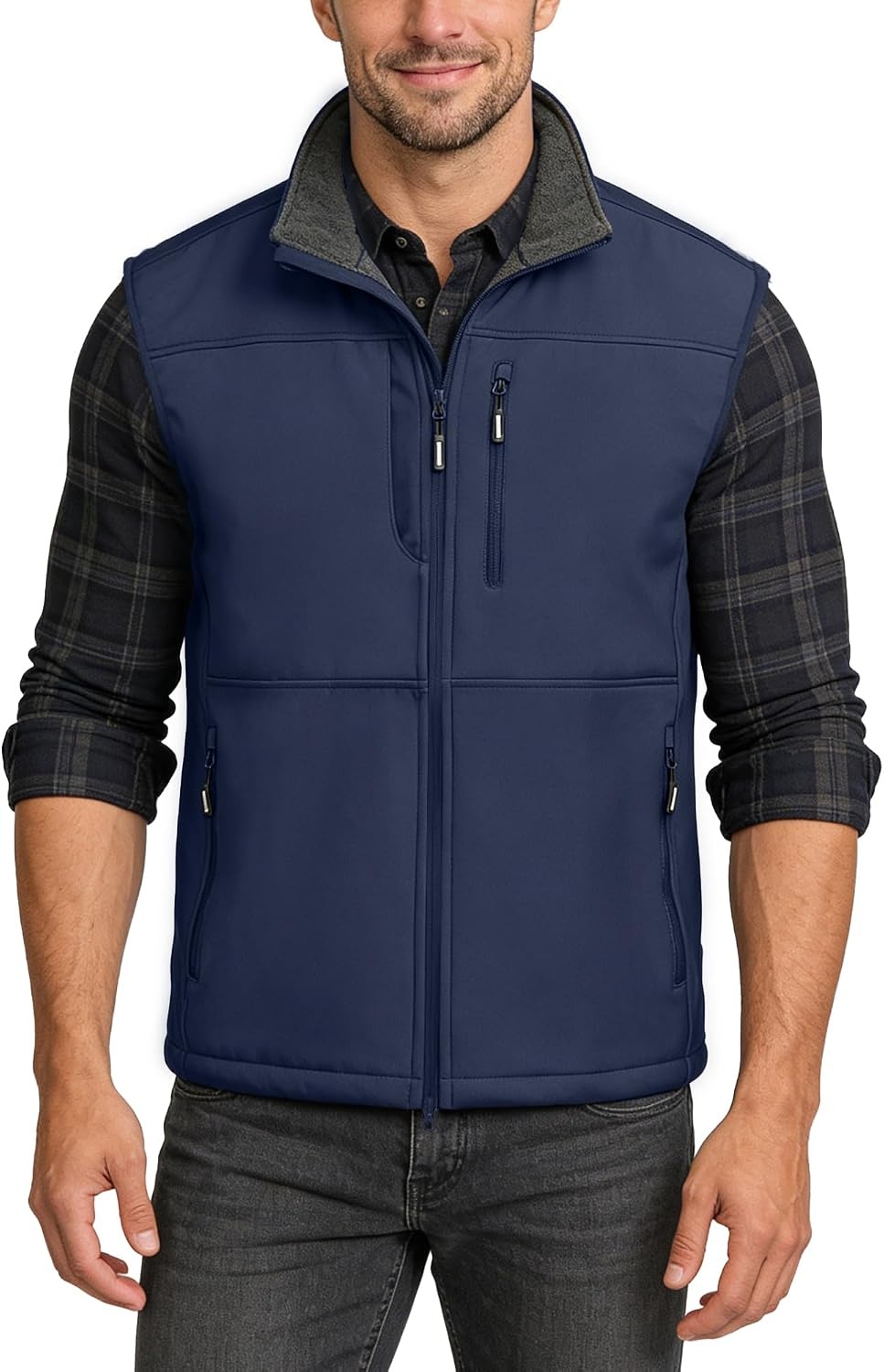 Outdoor Ventures Men’s Winter Golf Vest Outerwear Lightweight Fleece Lined(Dark Denim)