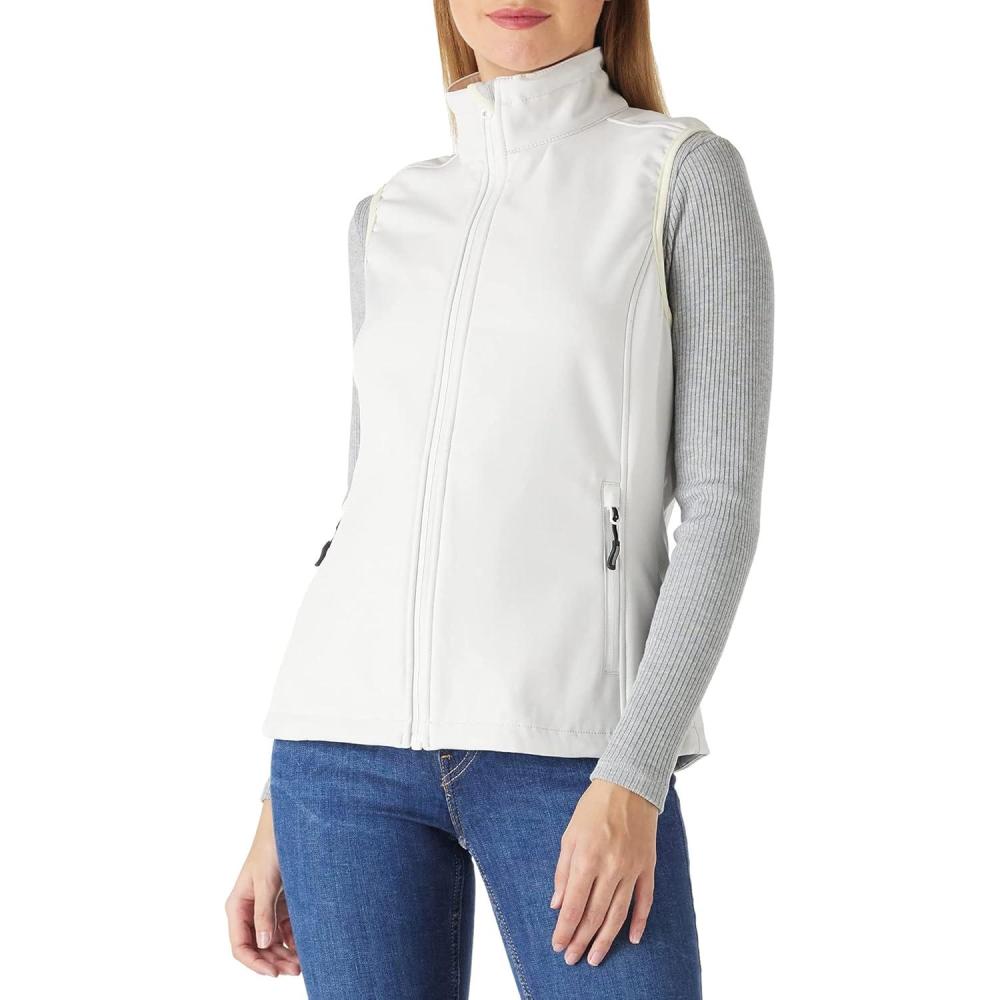 Outdoor Ventures Women’s Lightweight Softshell Vest Windproof Fleece Lined Zip Up Sleeveless Jacket for Running Hiking Golf(Ivory)