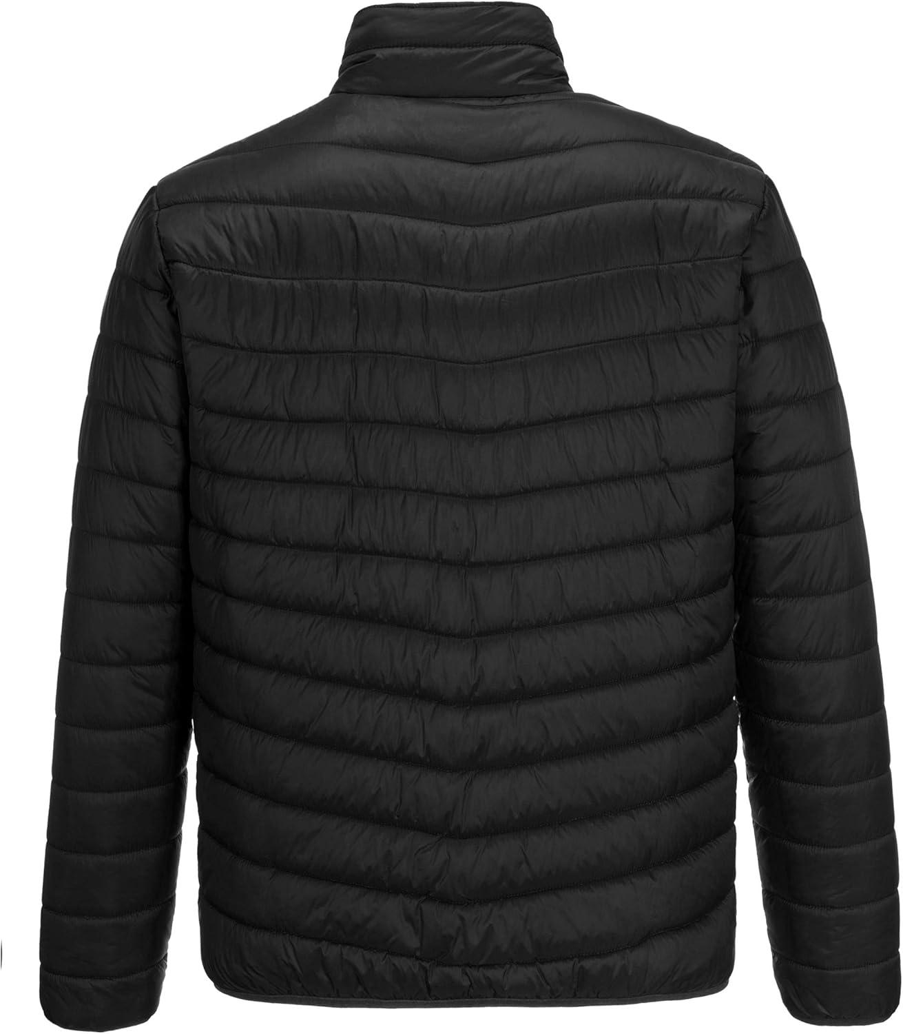 Outdoor Ventures Men’s Lightweight Packable Puffer Winter Jacket Insulated Puffy Coat for Snow Ski Hiking Travel(New Black(fold in Bag))