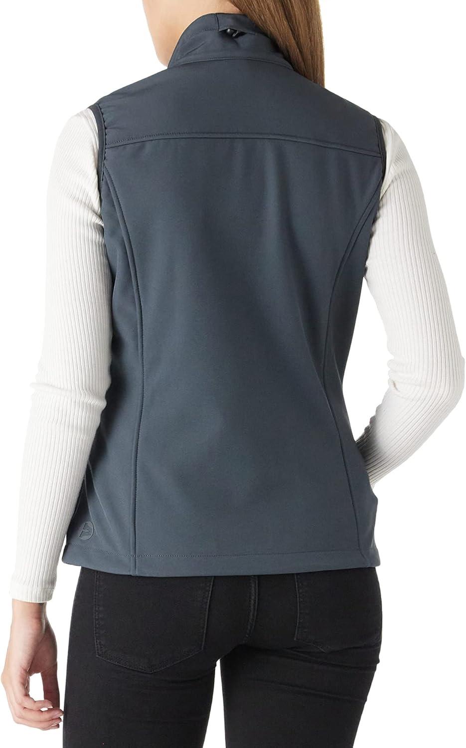 Outdoor Ventures Women’s Lightweight Softshell Vest Windproof Fleece Lined Zip Up Sleeveless Jacket for Running Hiking Golf(Dark Grey)