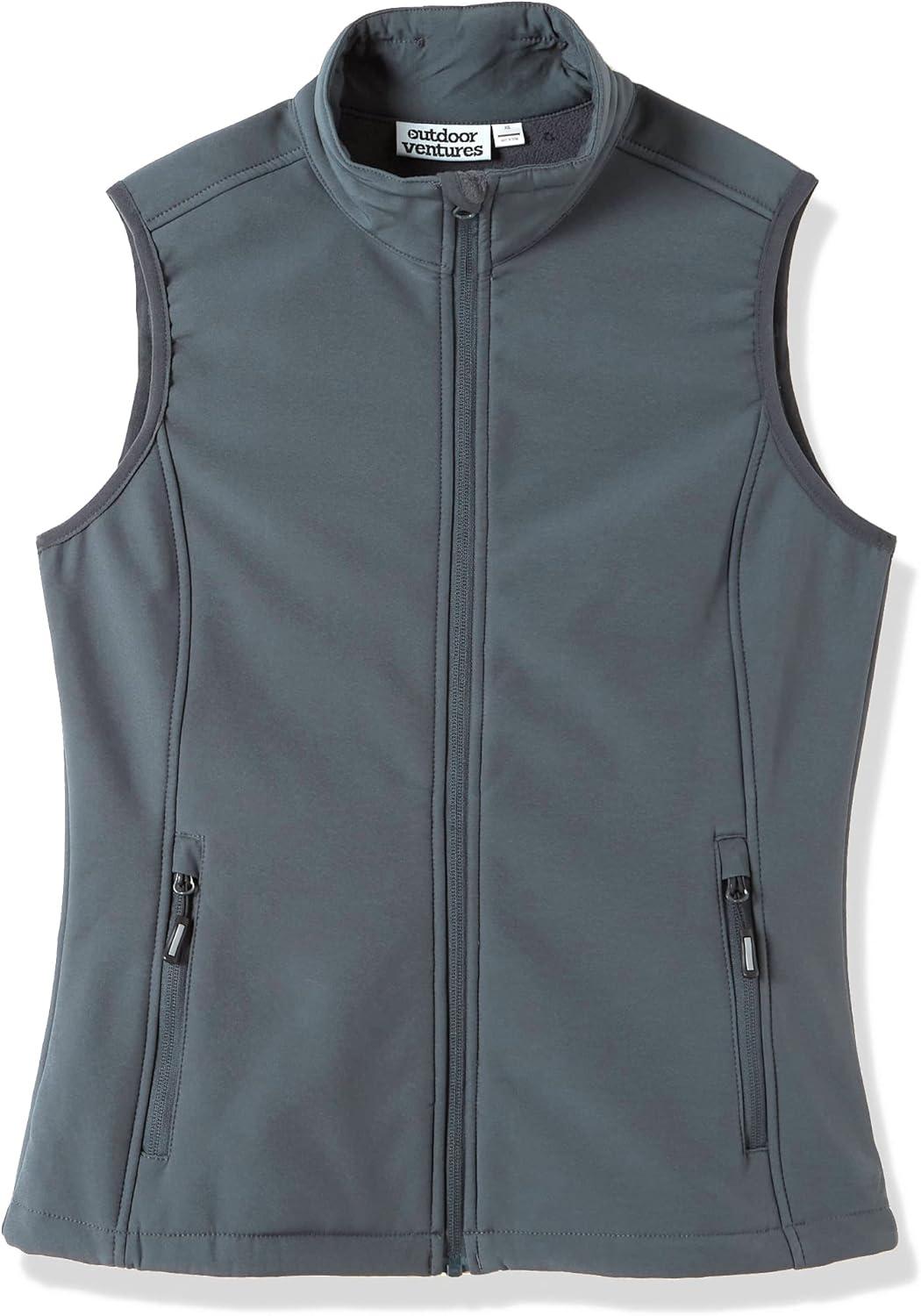 Outdoor Ventures Women’s Lightweight Softshell Vest Windproof Fleece Lined Zip Up Sleeveless Jacket for Running Hiking Golf(Dark Grey)