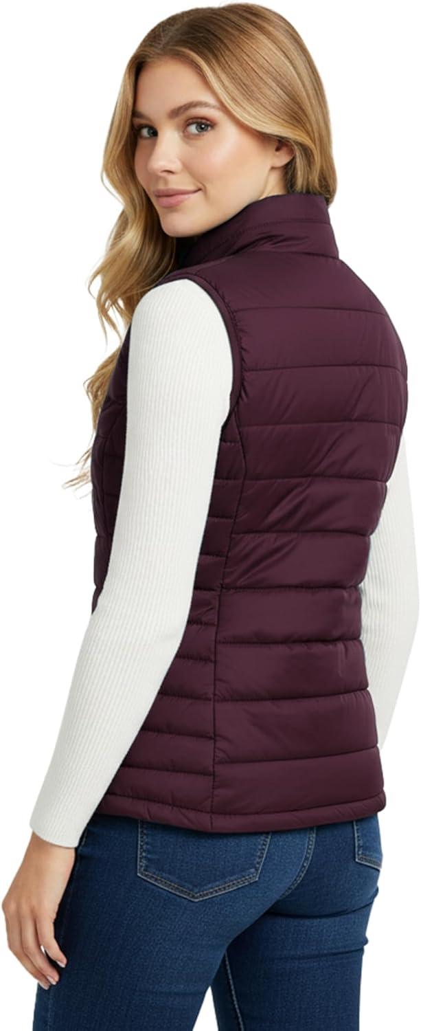 Outdoor Ventures Women’s Lightweight Puffer Vest Outerwear Zip Up Warm Sleeveless Winter Jacket Padded Gilet Quilted Coat(Eggplant)