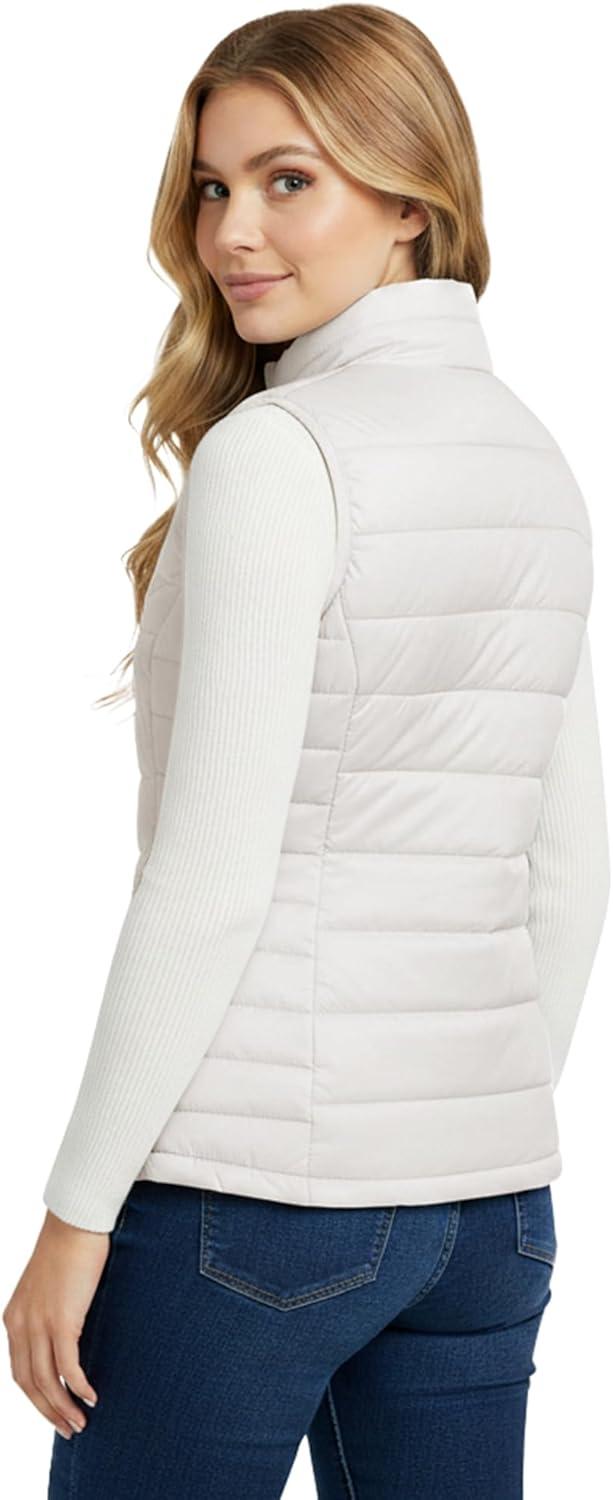 Outdoor Ventures Women’s Lightweight Puffer Vest Outerwear Zip Up Warm Sleeveless Winter Jacket Padded Gilet Quilted Coat(Cream)