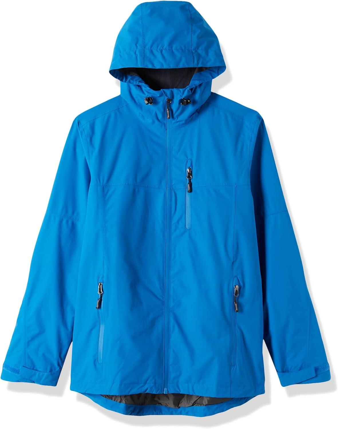 Outdoor Ventures Men’s Packable Rain Jacket Waterproof Lightweight Raincoat with Hood Windproof Cycling Jackets(Bright Blue)