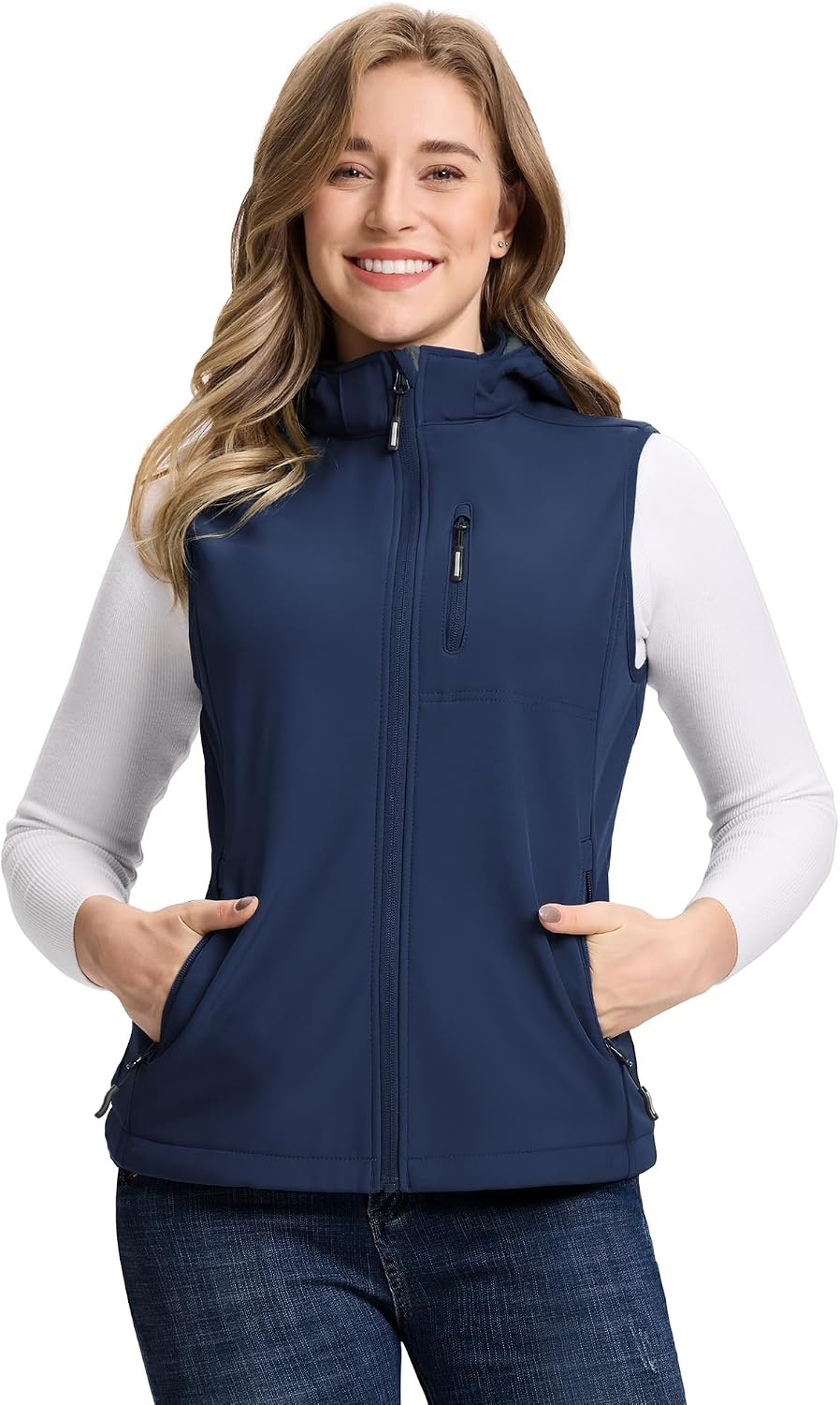 Outdoor Ventures Women’s Hooded Lightweight Golf Running Vest Outerwear(Blue)