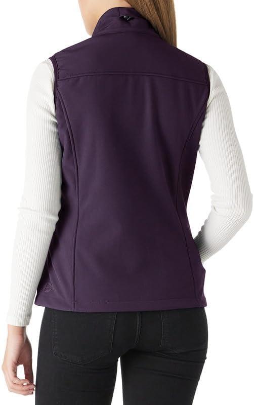 Outdoor Ventures Women’s Lightweight Softshell Vest Windproof Fleece Lined Zip Up Sleeveless Jacket for Running Hiking Golf(Eggplant)