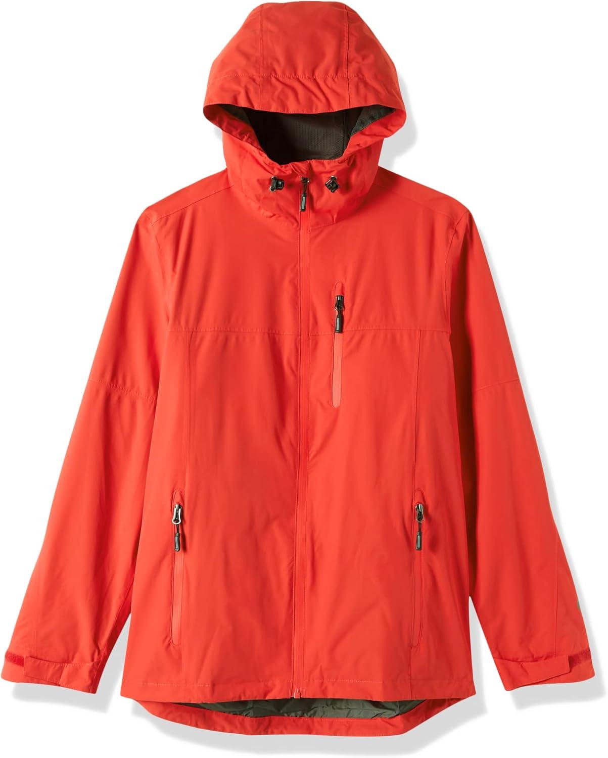 Outdoor Ventures Men’s Packable Rain Jacket Waterproof Lightweight Raincoat with Hood Windproof Cycling Jackets(Bright Red)