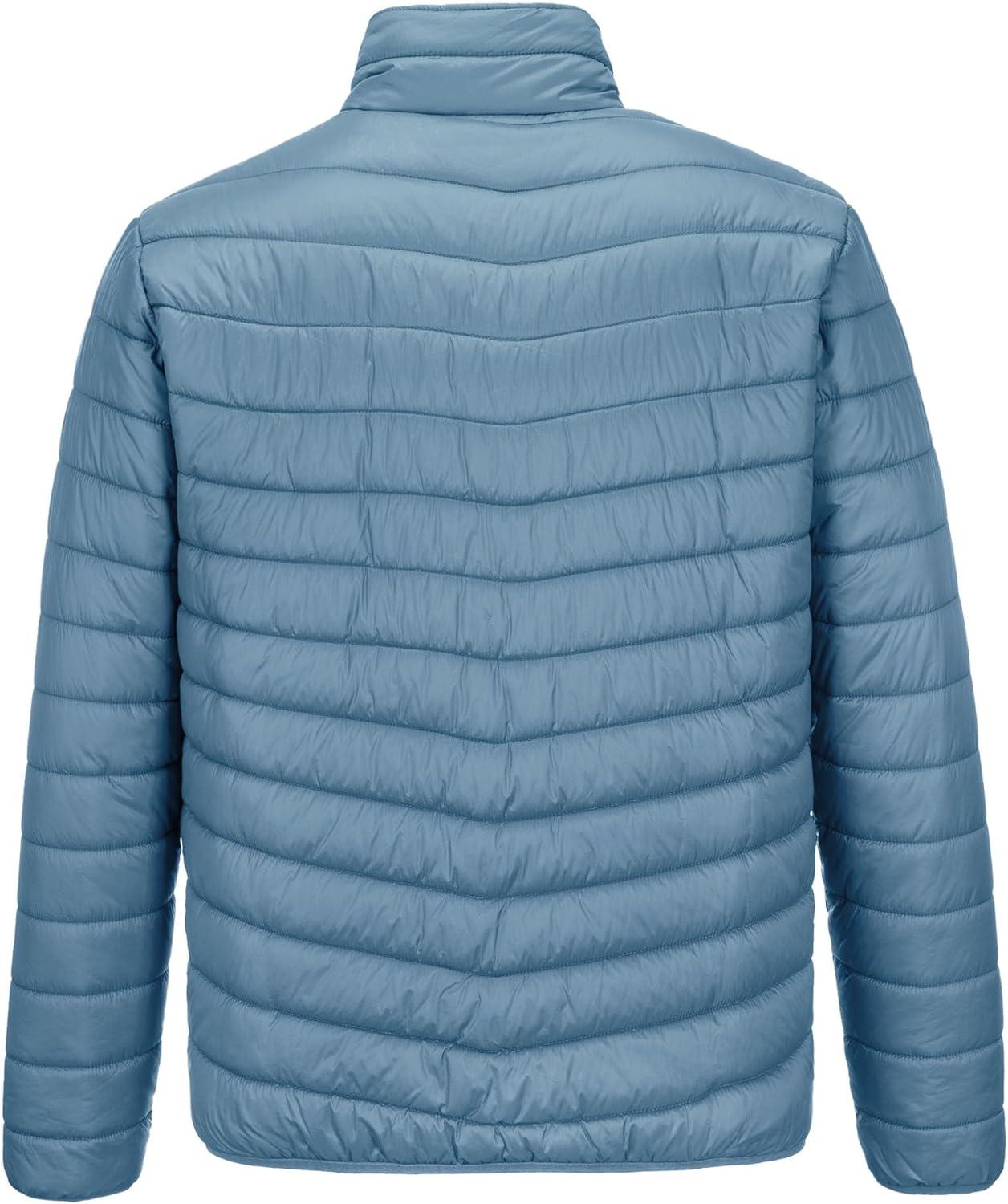 Outdoor Ventures Men’s Lightweight Packable Puffer Winter Jacket Insulated Puffy Coat for Snow Ski Hiking Travel(Grayish Blue(fold in Pocket Or Bag))