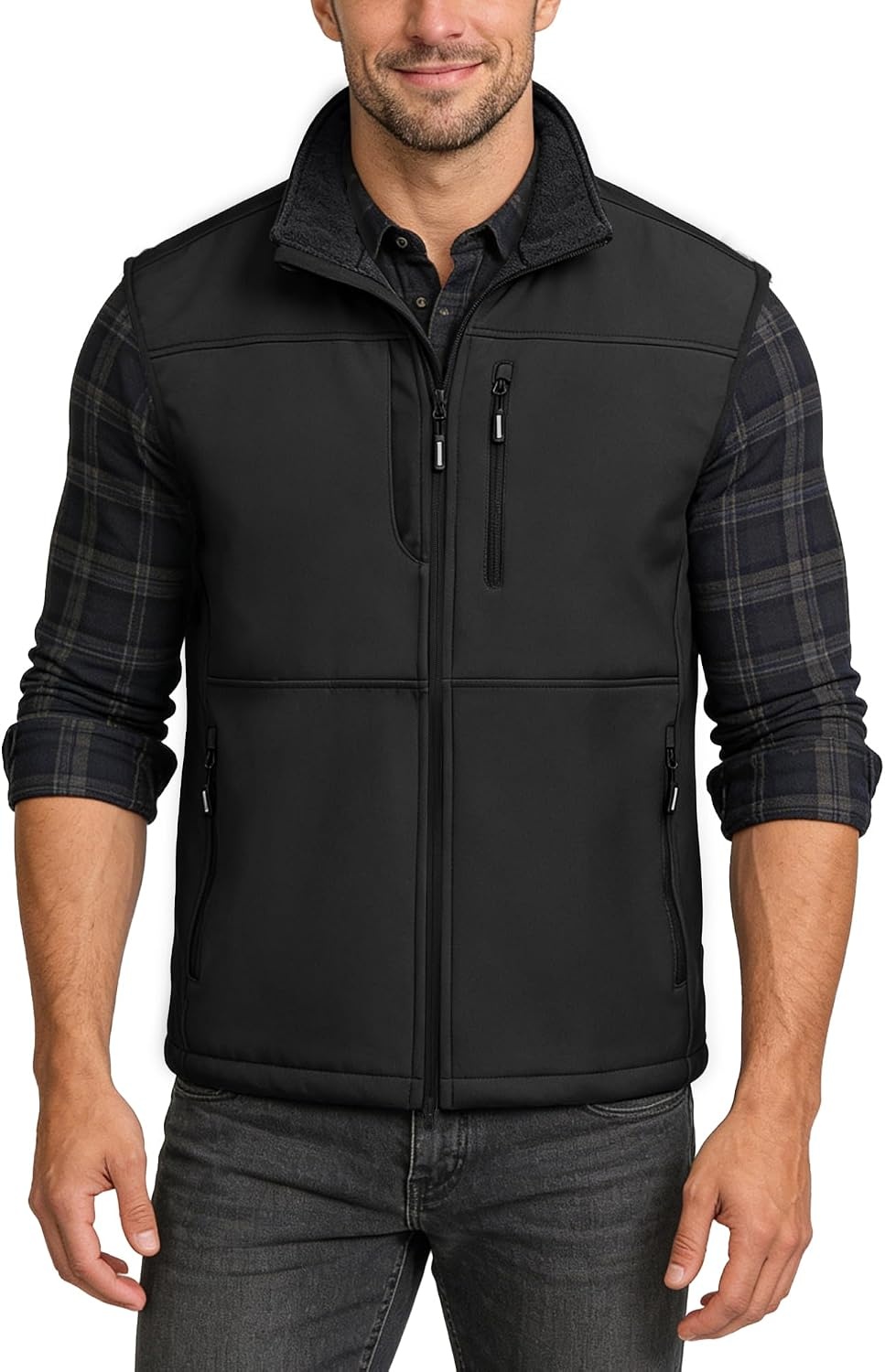 Outdoor Ventures Men’s Winter Golf Vest Outerwear Lightweight Fleece Lined(Black)