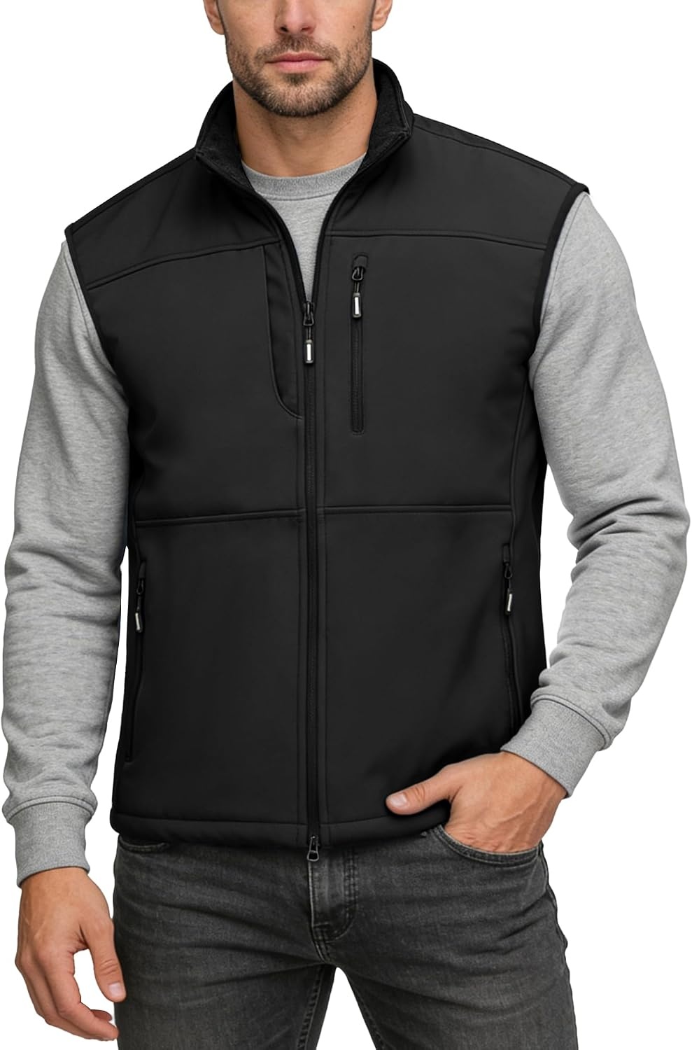 Outdoor Ventures Men’s Winter Golf Vest Outerwear Lightweight Fleece Lined(Black)