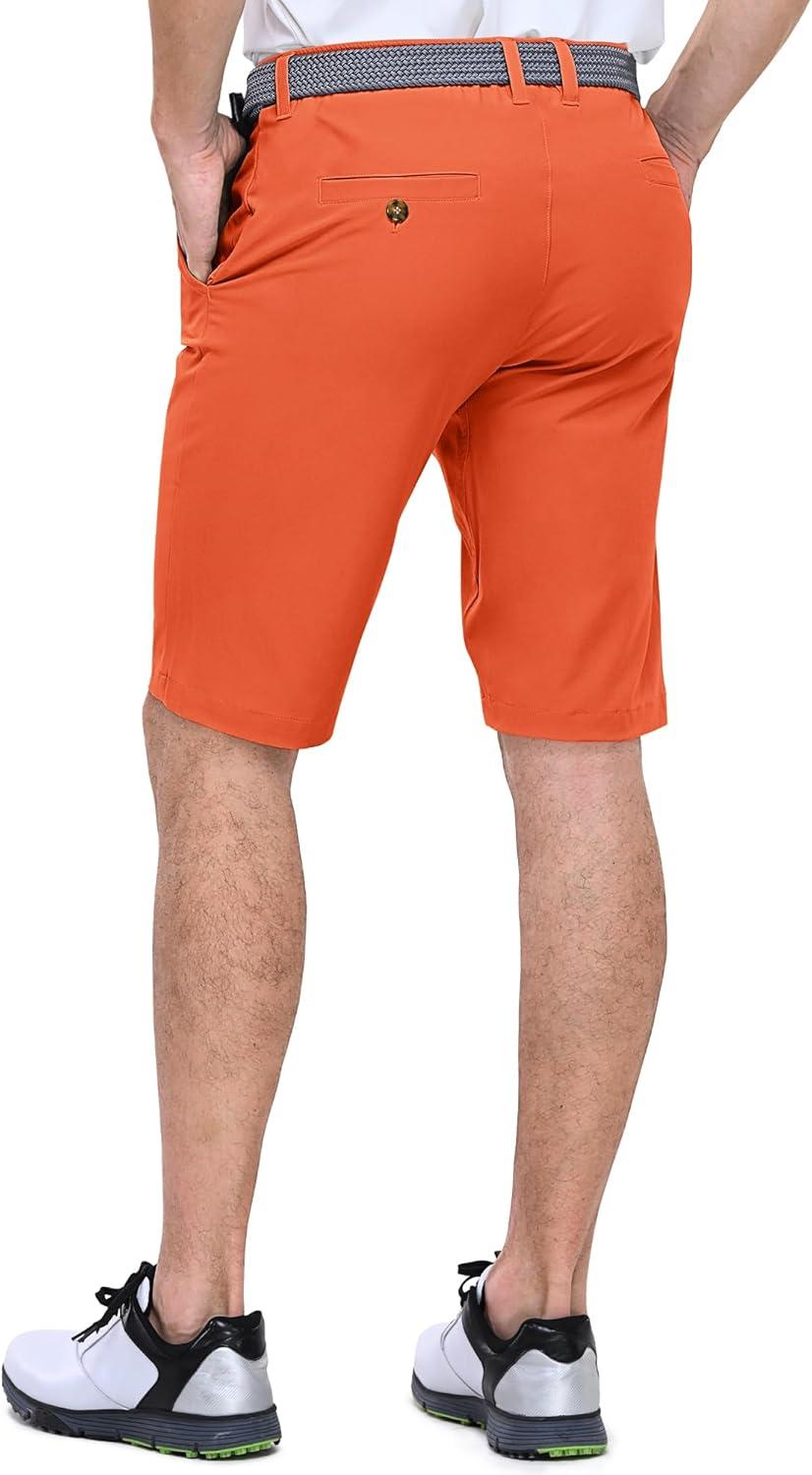 Outdoor Ventures Men’s Golf Shorts 11″ Inseam Classic-Fit Flat Front Stretch Casual Shorts with Pockets Summer Hiking Travel(Orange Red)