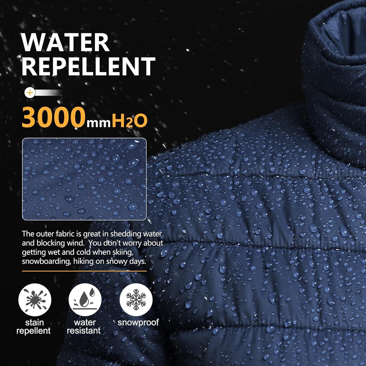 Outdoor Ventures Women’s Packable Full-Zip Short Puffer Jacket Insulated Quilted Warm Lightweight Winter Coat(Navy(fold in Pocket))