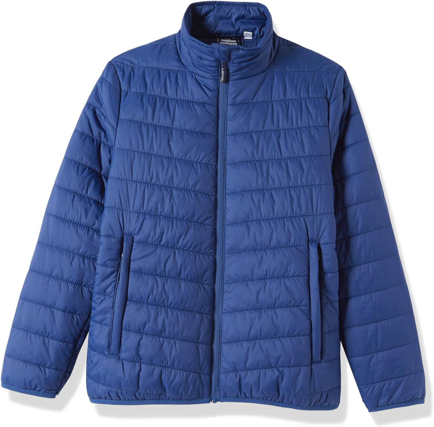 Outdoor Ventures Women’s Packable Full-Zip Short Puffer Jacket Insulated Quilted Warm Lightweight Winter Coat(Navy(fold in Pocket))