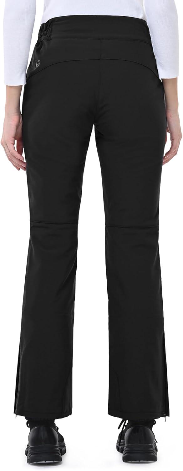 Outdoor Ventures Ski Pants Women Waterproof Insulated Snow Soft Shell Fleece Lined Snowboard Windproof with Boot Gaiters(Black- New Versione)