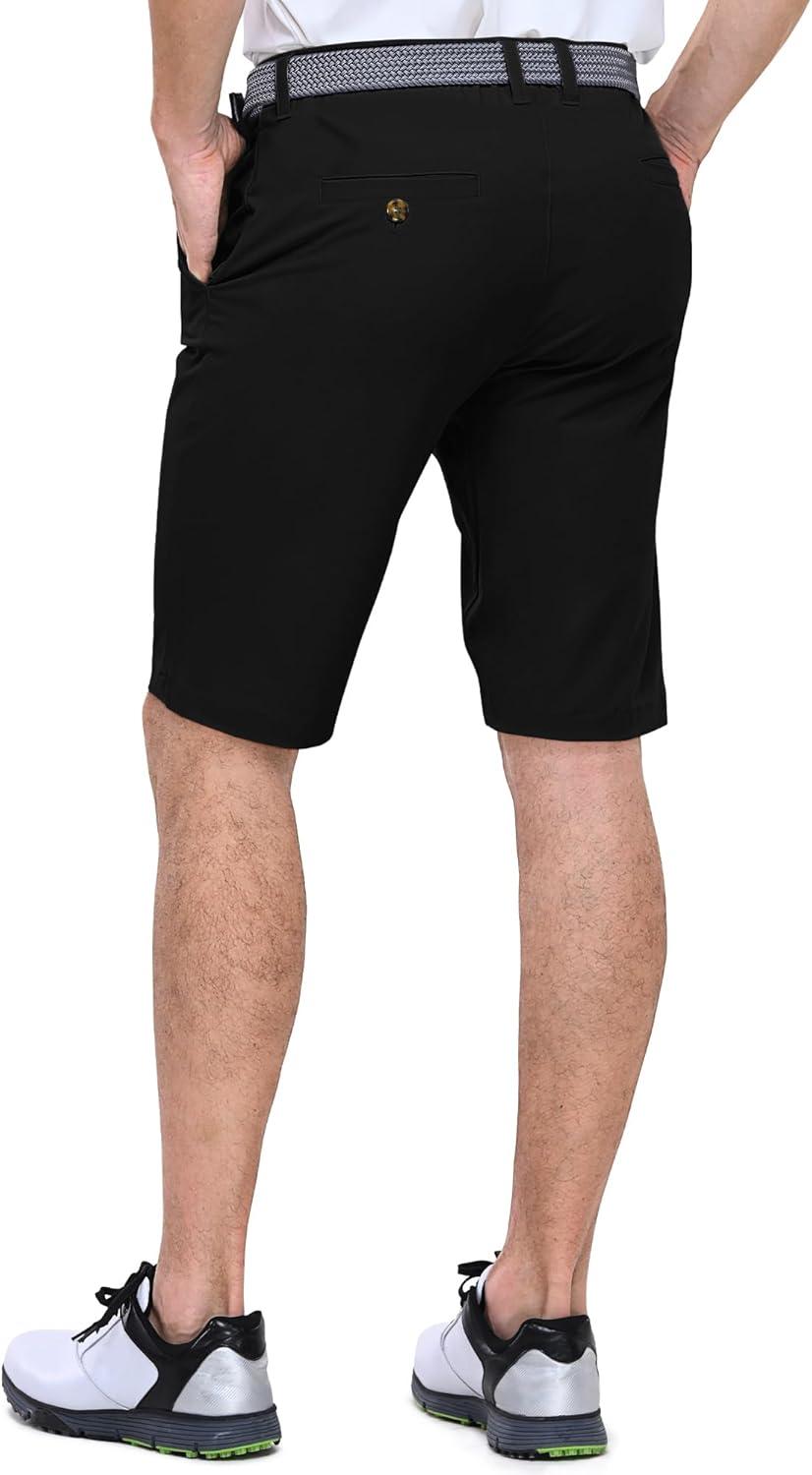Outdoor Ventures Men’s Golf Shorts 11″ Inseam Classic-Fit Flat Front Stretch Casual Shorts with Pockets Summer Hiking Travel(Black)