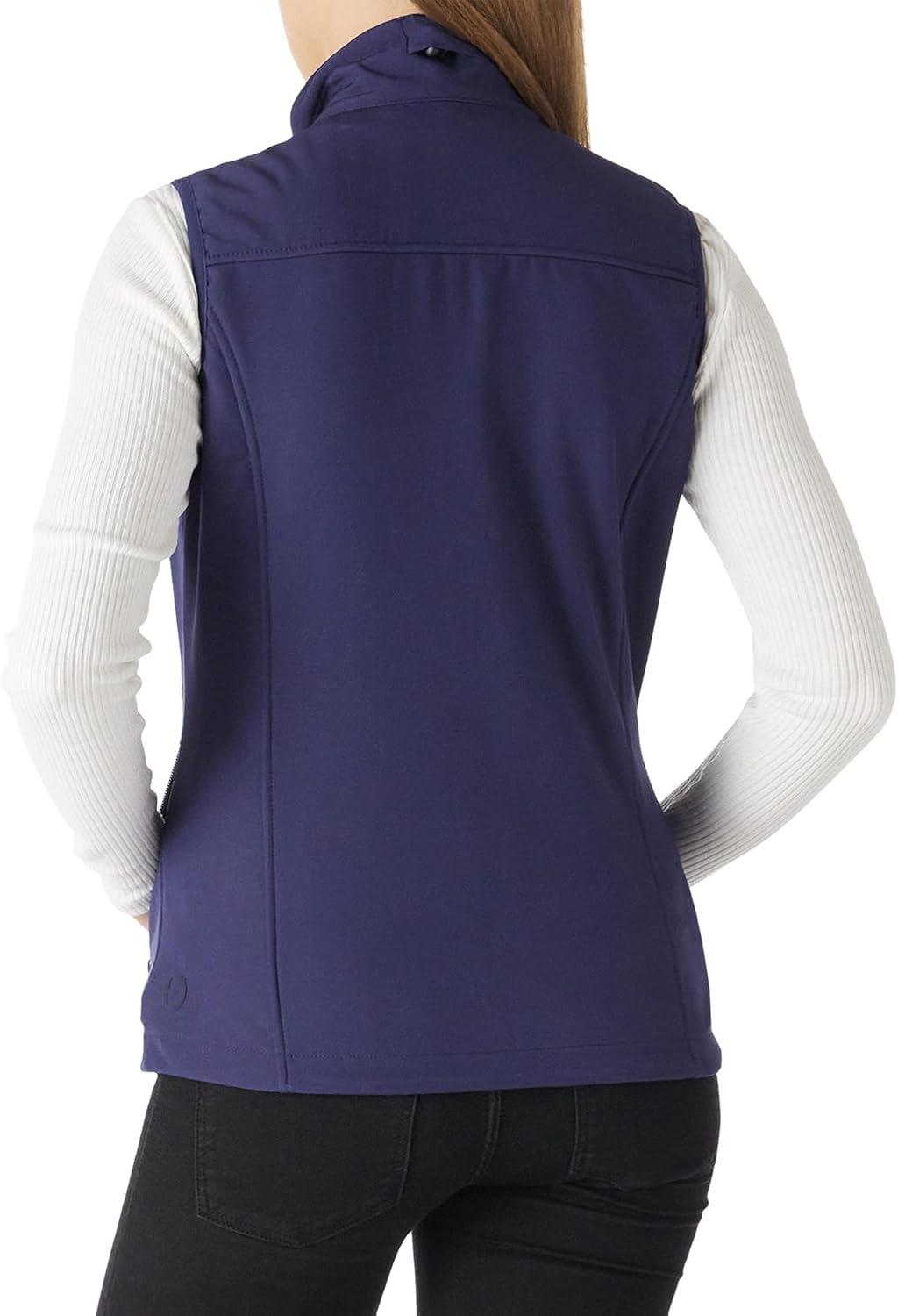 Outdoor Ventures Women’s Lightweight Softshell Vest Windproof Fleece Lined Zip Up Sleeveless Jacket for Running Hiking Golf(Dark Purplish Blue)