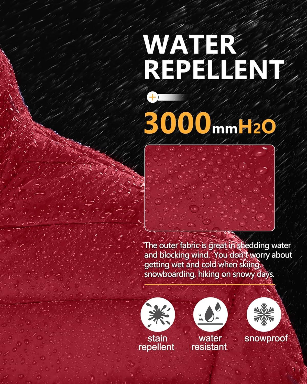 Outdoor Ventures Men’s Lightweight Packable Puffer Winter Jacket Insulated Puffy Coat for Snow Ski Hiking Travel(Mountain Red(fold in Pocket))