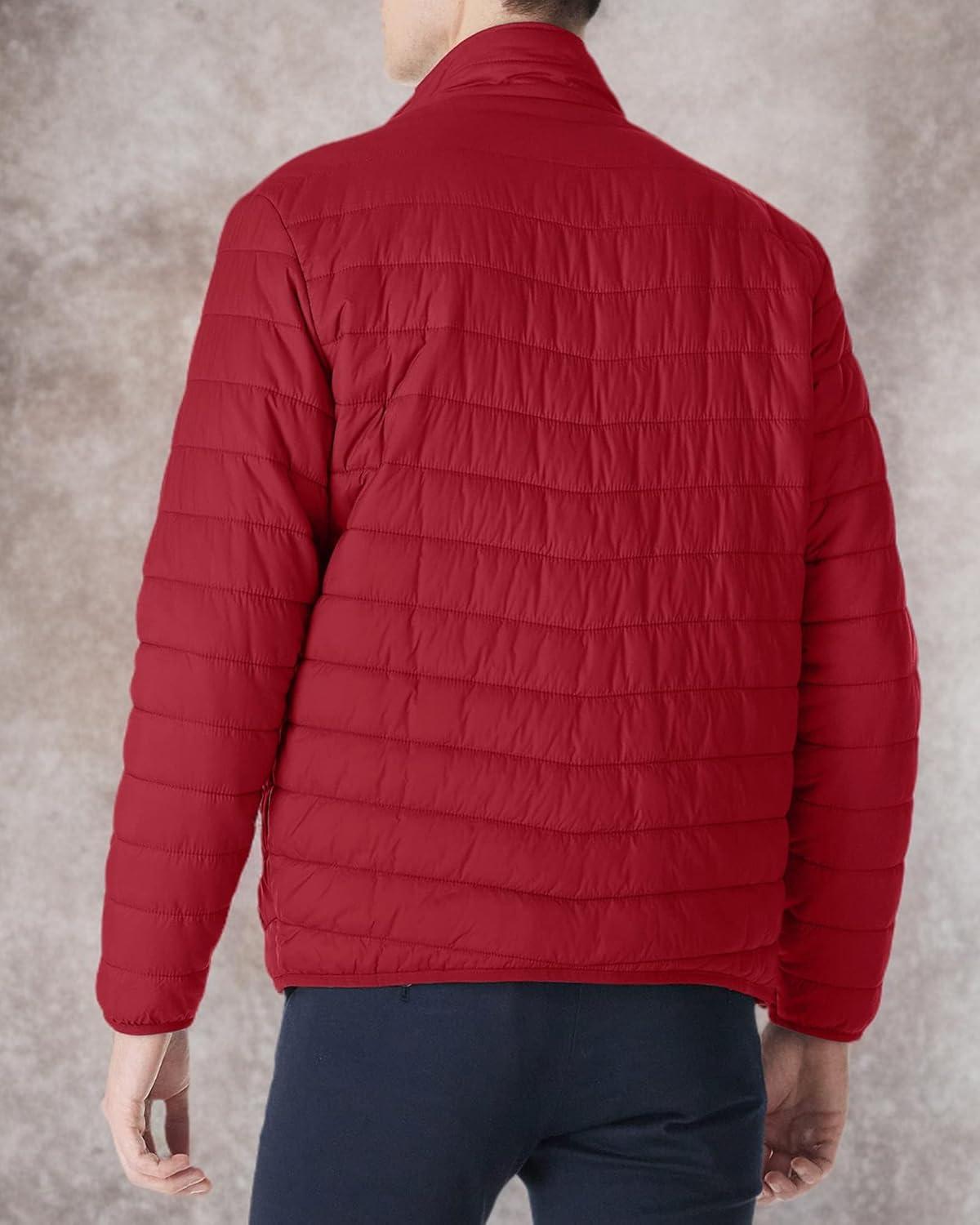 Outdoor Ventures Men’s Lightweight Packable Puffer Winter Jacket Insulated Puffy Coat for Snow Ski Hiking Travel(Mountain Red(fold in Pocket))