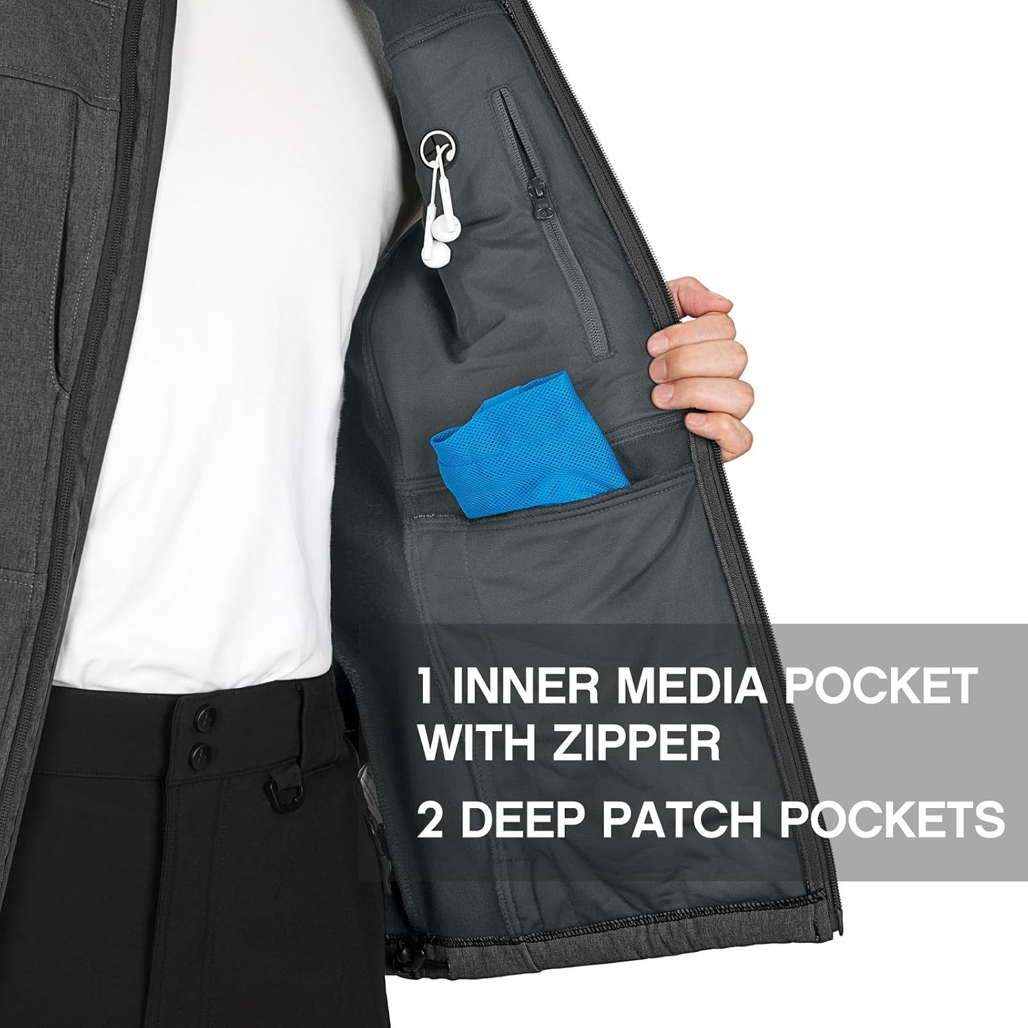 Outdoor Ventures Men’s Winter Golf Vest Outerwear Lightweight Fleece Lined(Dark Grey Heather)