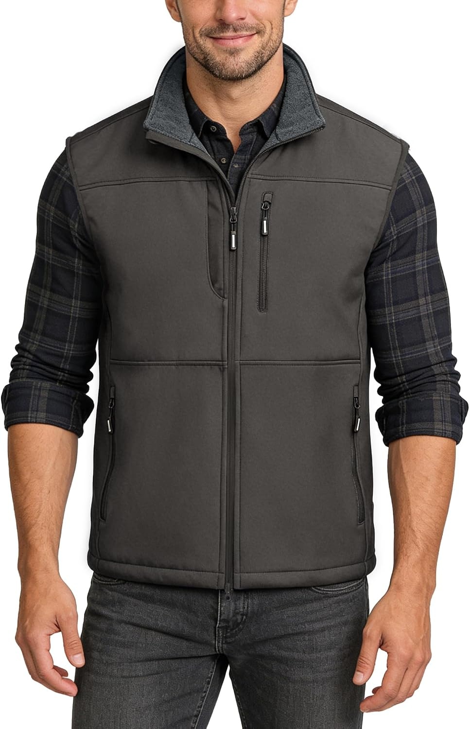 Outdoor Ventures Men’s Winter Golf Vest Outerwear Lightweight Fleece Lined(Dark Army Green)