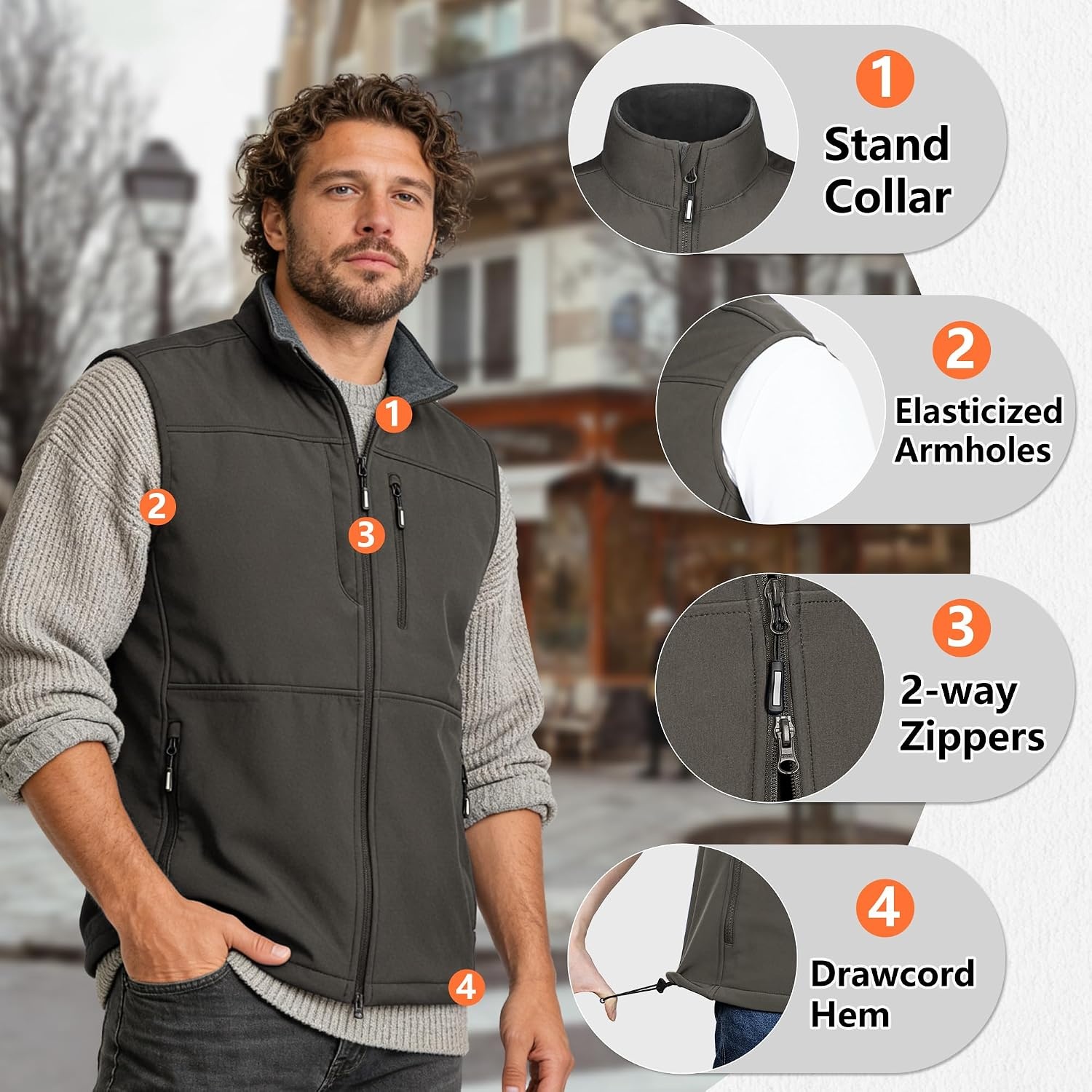 Outdoor Ventures Men’s Winter Golf Vest Outerwear Lightweight Fleece Lined(Dark Army Green)