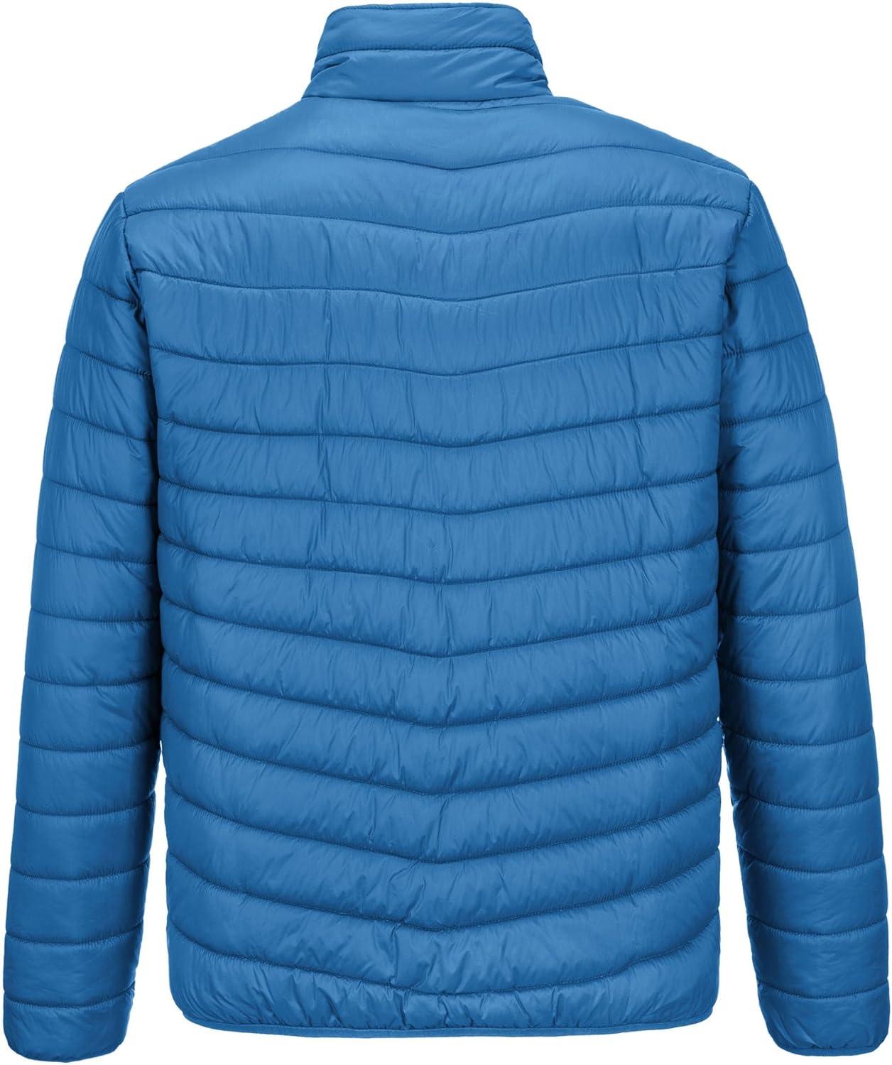 Outdoor Ventures Men’s Lightweight Packable Puffer Winter Jacket Insulated Puffy Coat for Snow Ski Hiking Travel(Cobalt Blue(fold in Pocket Or Bag))