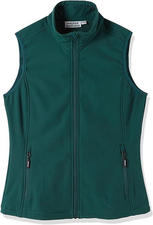 Outdoor Ventures Women’s Lightweight Softshell Vest Windproof Fleece Lined Zip Up Sleeveless Jacket for Running Hiking Golf(Deep Green)
