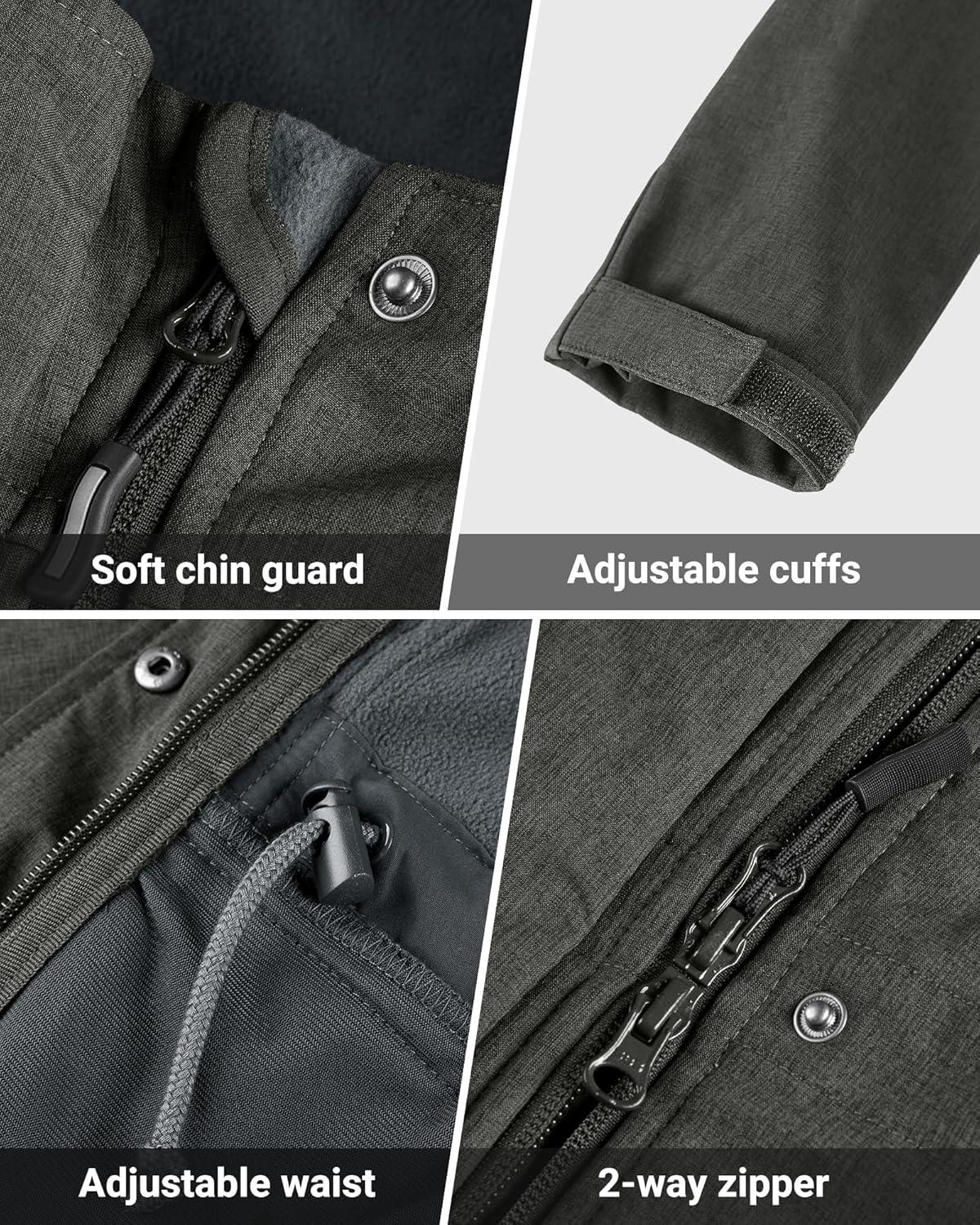 Outdoor Ventures Women’s Lightweight Waterproof Fleece Lined Hooded Softshell Rain Jacket, Warm Windbreaker Long Coat(Dimgrey Melange)