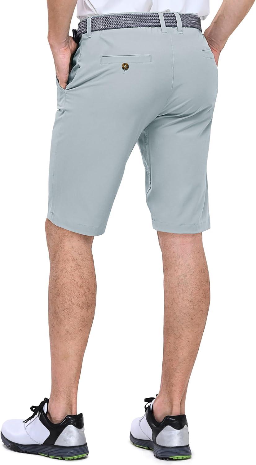 Outdoor Ventures Men’s Golf Shorts 11″ Inseam Classic-Fit Flat Front Stretch Casual Shorts with Pockets Summer Hiking Travel(Light Grey)