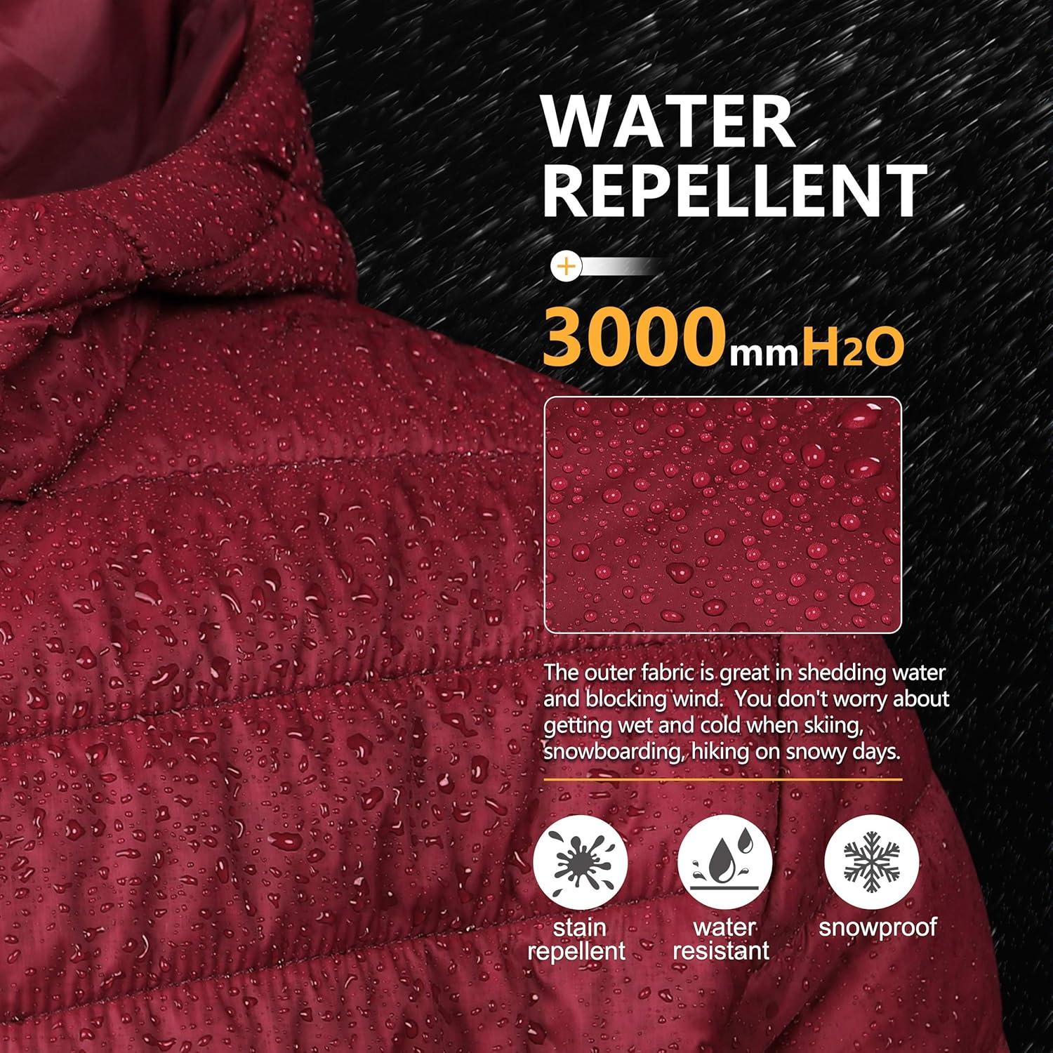 Outdoor Ventures Men’s Lightweight Packable Hooded Puffer Jacket Insulated Winter Coat for Snow Ski Traveling(Mountain Red(fold in Bag))
