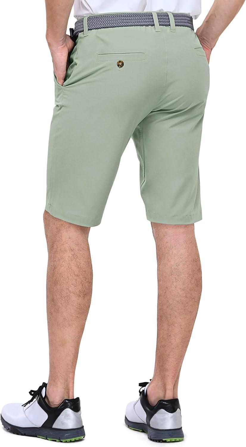 Outdoor Ventures Men’s Golf Shorts 11″ Inseam Classic-Fit Flat Front Stretch Casual Shorts with Pockets Summer Hiking Travel(Ice Green)