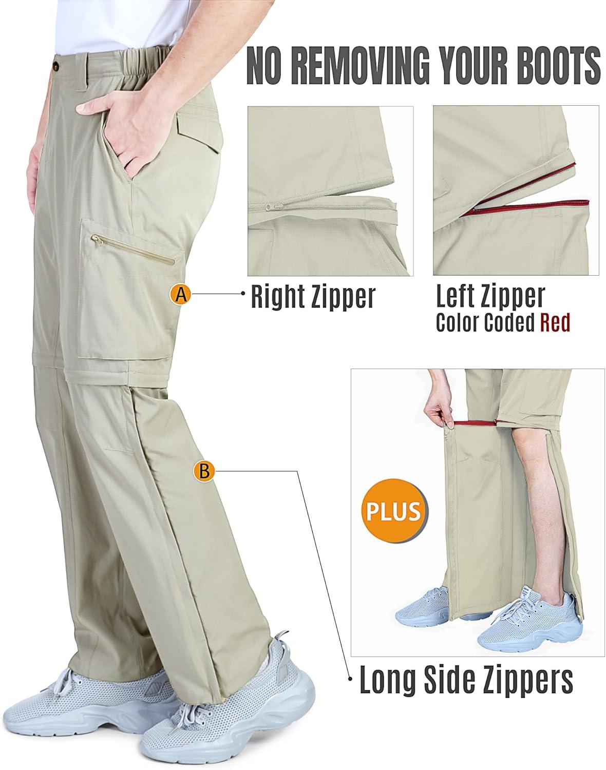 Outdoor Ventures Mens Hiking Pants Lightweight Quick Dry Convertible Pants, Stretch Zip-Off Cargo Pants for Travel Fishing(Beige)