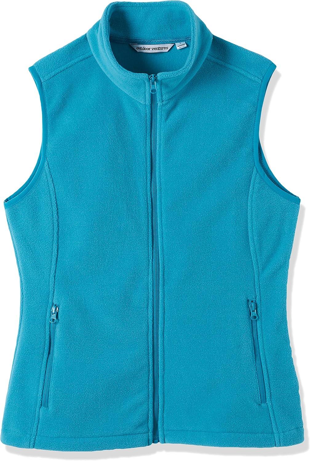 Outdoor Ventures Women’s Polar Fleece Zip Vest Outerwear with Pockets,Warm Sleeveless Coat Vest for Fall & Winter(Aquamarine Blue)