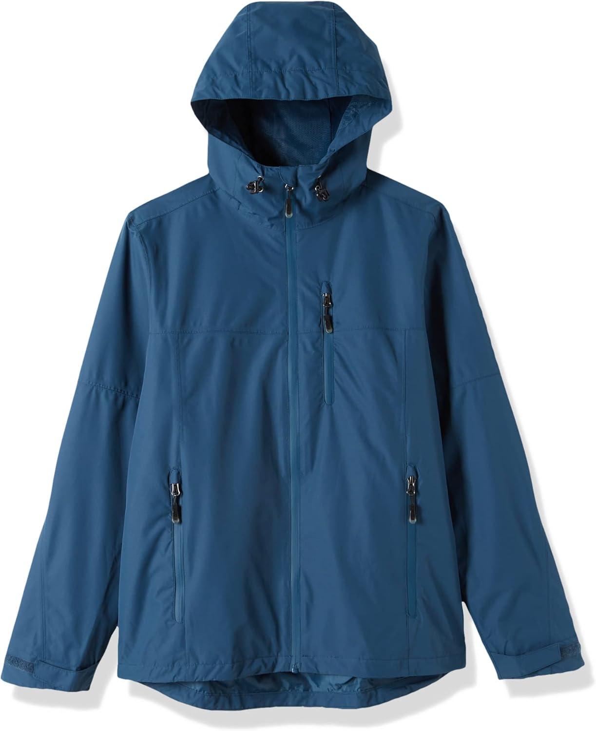 Outdoor Ventures Men’s Packable Rain Jacket Waterproof Lightweight Raincoat with Hood Windproof Cycling Jackets(China Blue)