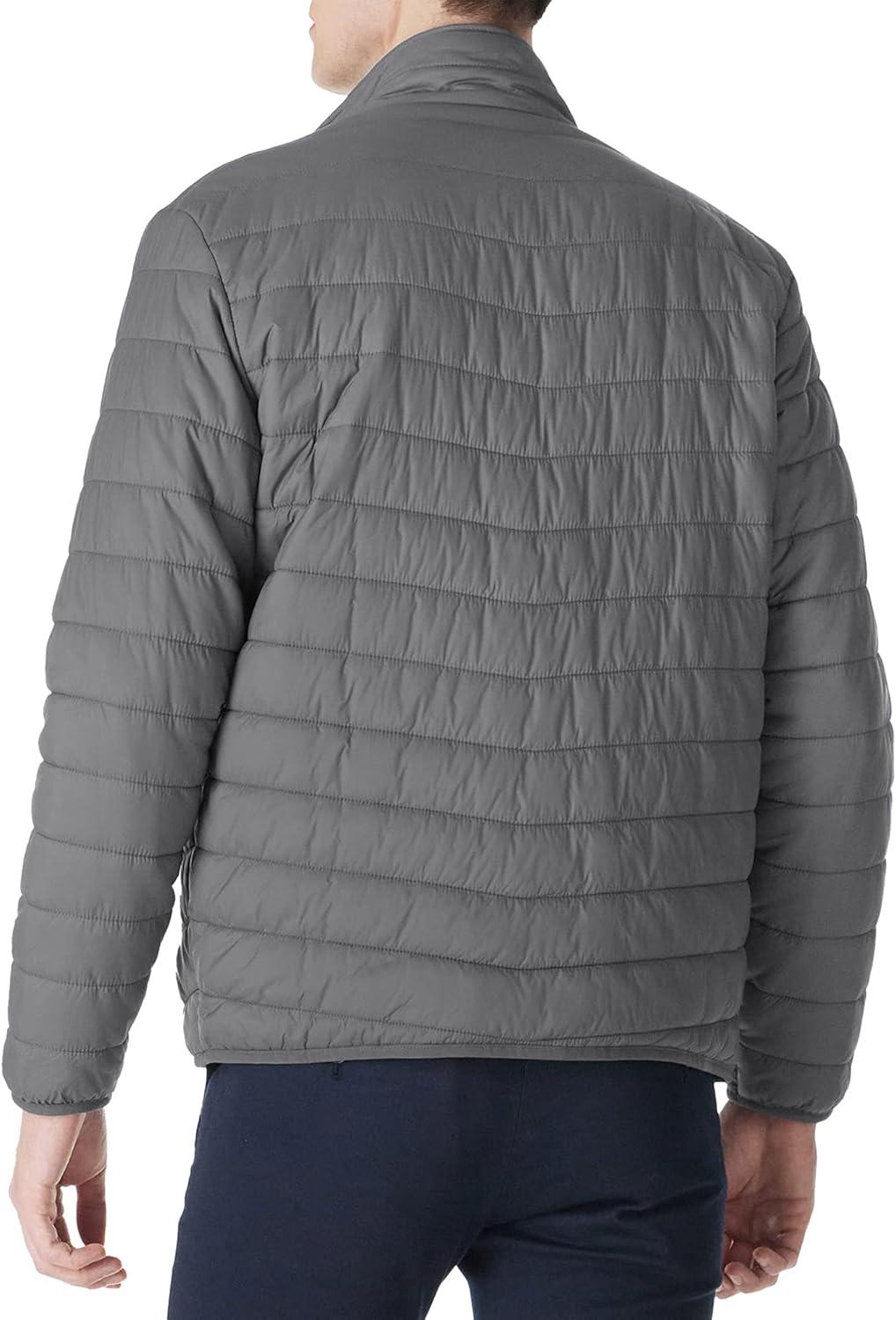 Outdoor Ventures Men’s Lightweight Packable Puffer Winter Jacket Insulated Puffy Coat for Snow Ski Hiking Travel(Grey(fold in Pocket))