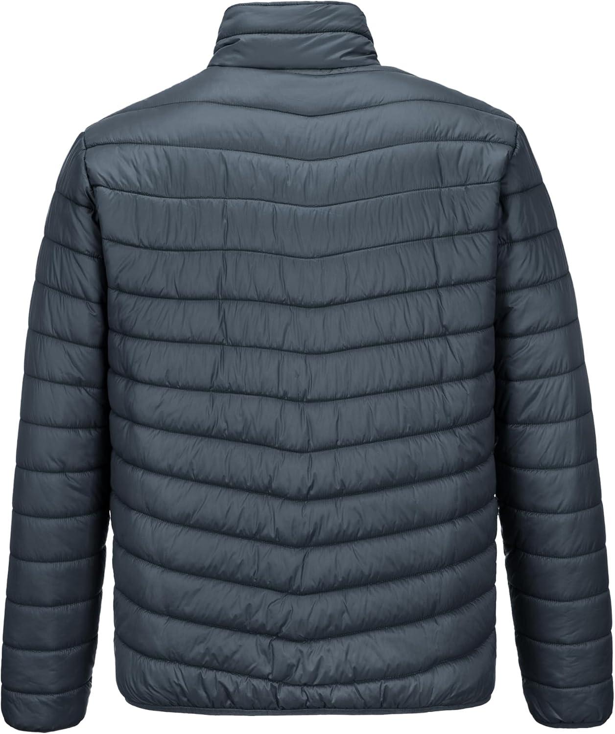 Outdoor Ventures Men’s Lightweight Packable Puffer Winter Jacket Insulated Puffy Coat for Snow Ski Hiking Travel(Dark Grey(fold in Pocket Or Bag))