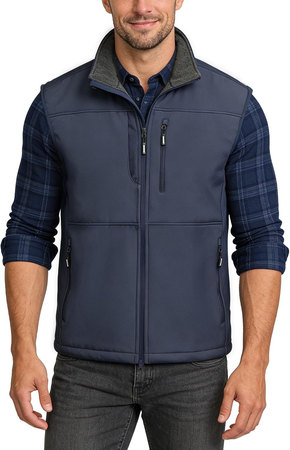 Outdoor Ventures Men’s Winter Golf Vest Outerwear Lightweight Fleece Lined(Grayish Blue)