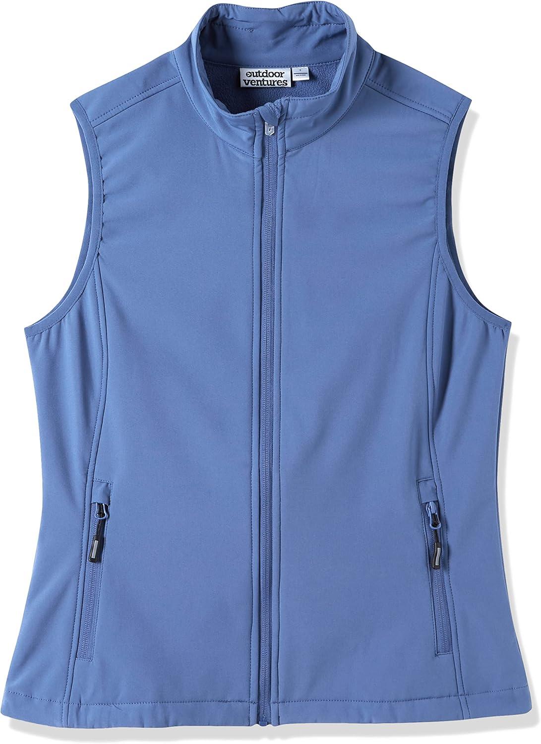 Outdoor Ventures Women’s Lightweight Softshell Vest Windproof Fleece Lined Zip Up Sleeveless Jacket for Running Hiking Golf(Violet Blue)