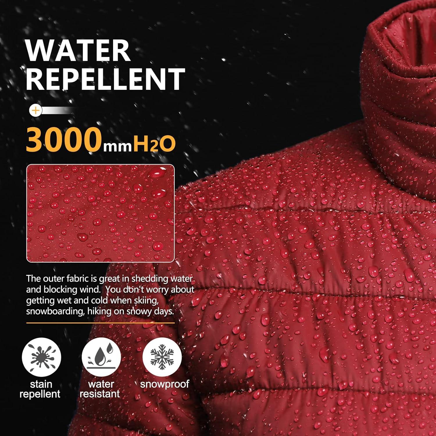 Outdoor Ventures Women’s Packable Full-Zip Short Puffer Jacket Insulated Quilted Warm Lightweight Winter Coat(Red(fold in Pocket))