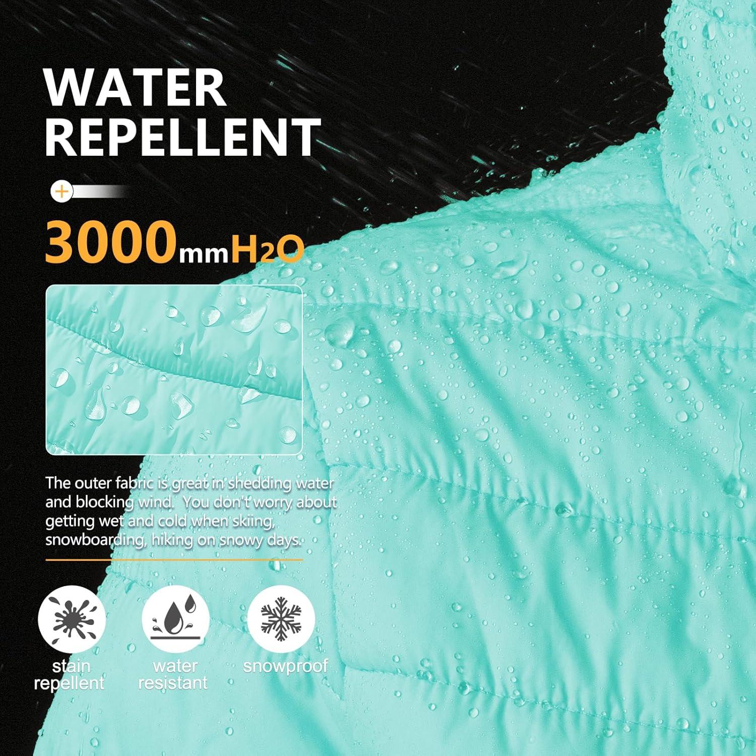 Outdoor Ventures Women’s Packable Full-Zip Short Puffer Jacket Insulated Quilted Warm Lightweight Winter Coat(Light Blue(fold in Pocket))